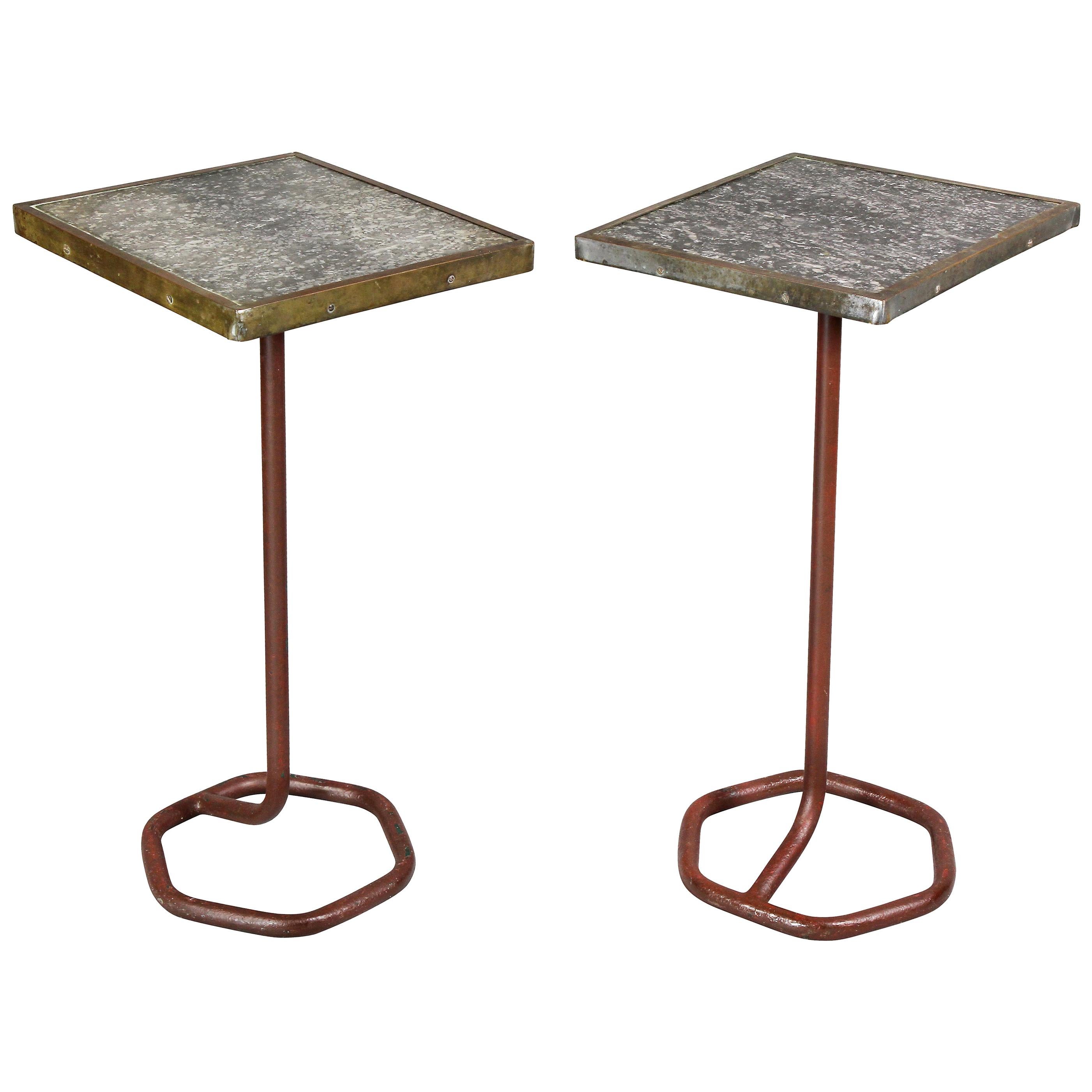 Pair of French Art Deco Cafe Tables by Cre-Rossi