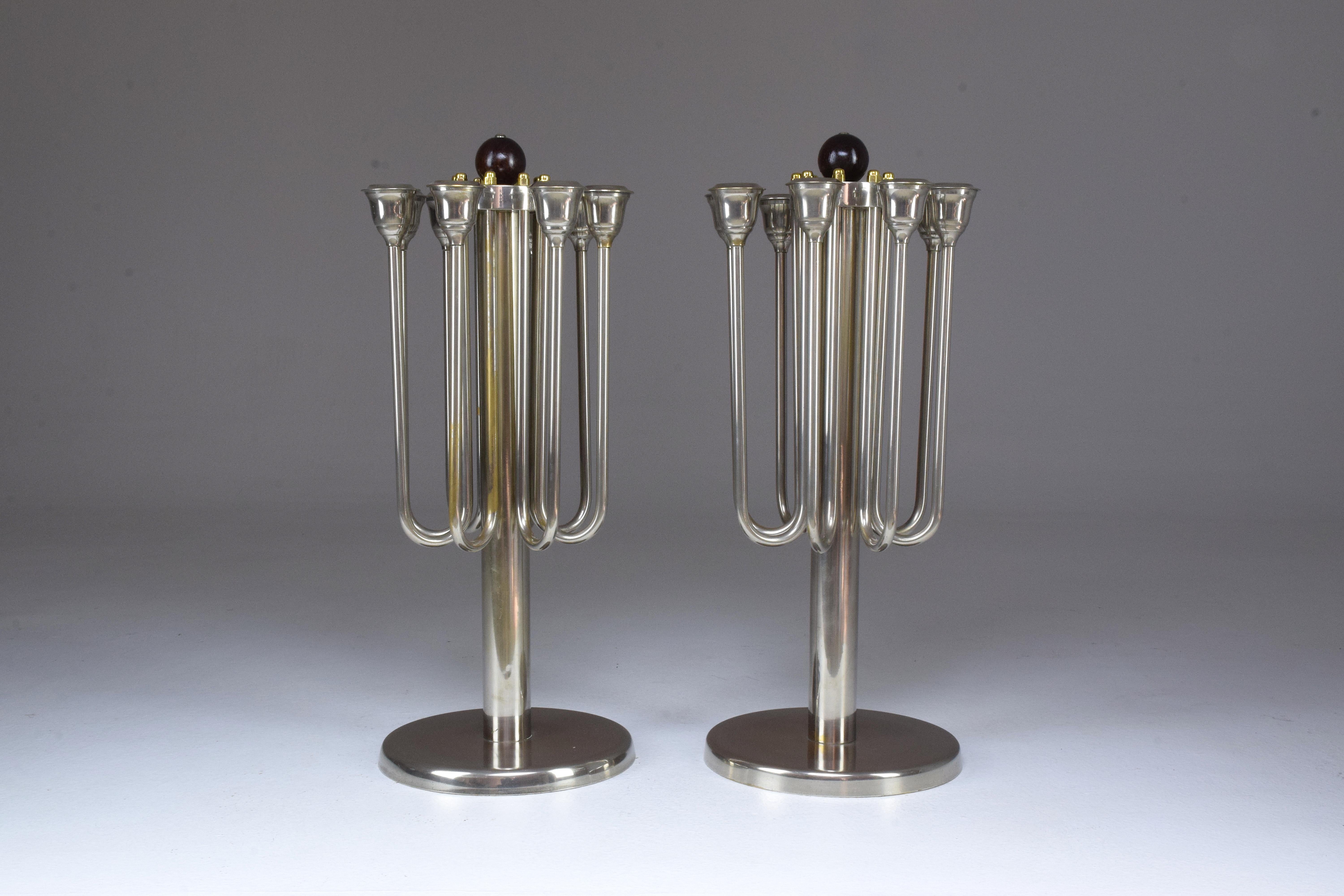 Paar französische Art-Déco-Kerzenhalter:: 1930er Jahre (Französisch) im Angebot