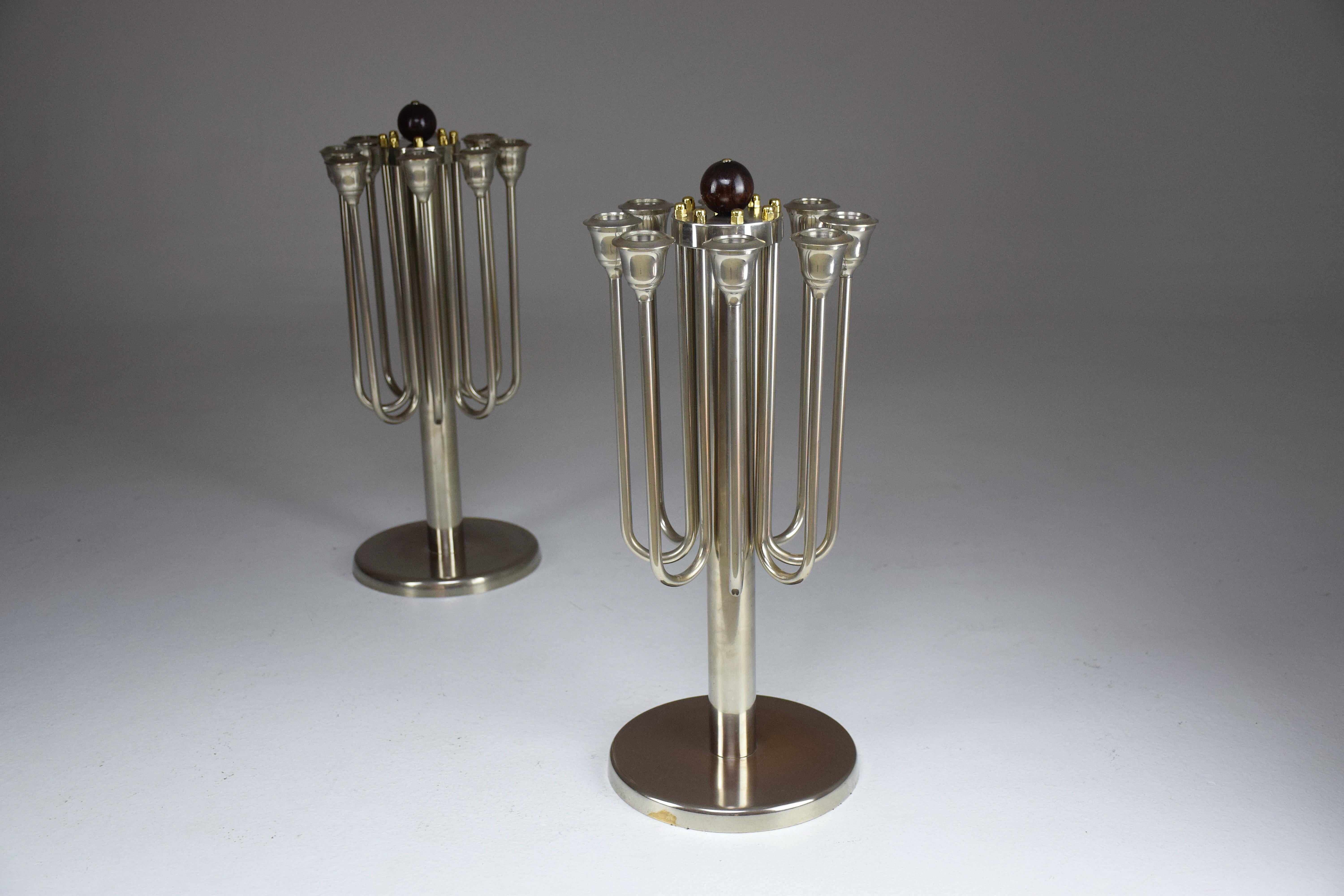 20th Century Pair of French Art Deco Candleholders, 1930s For Sale
