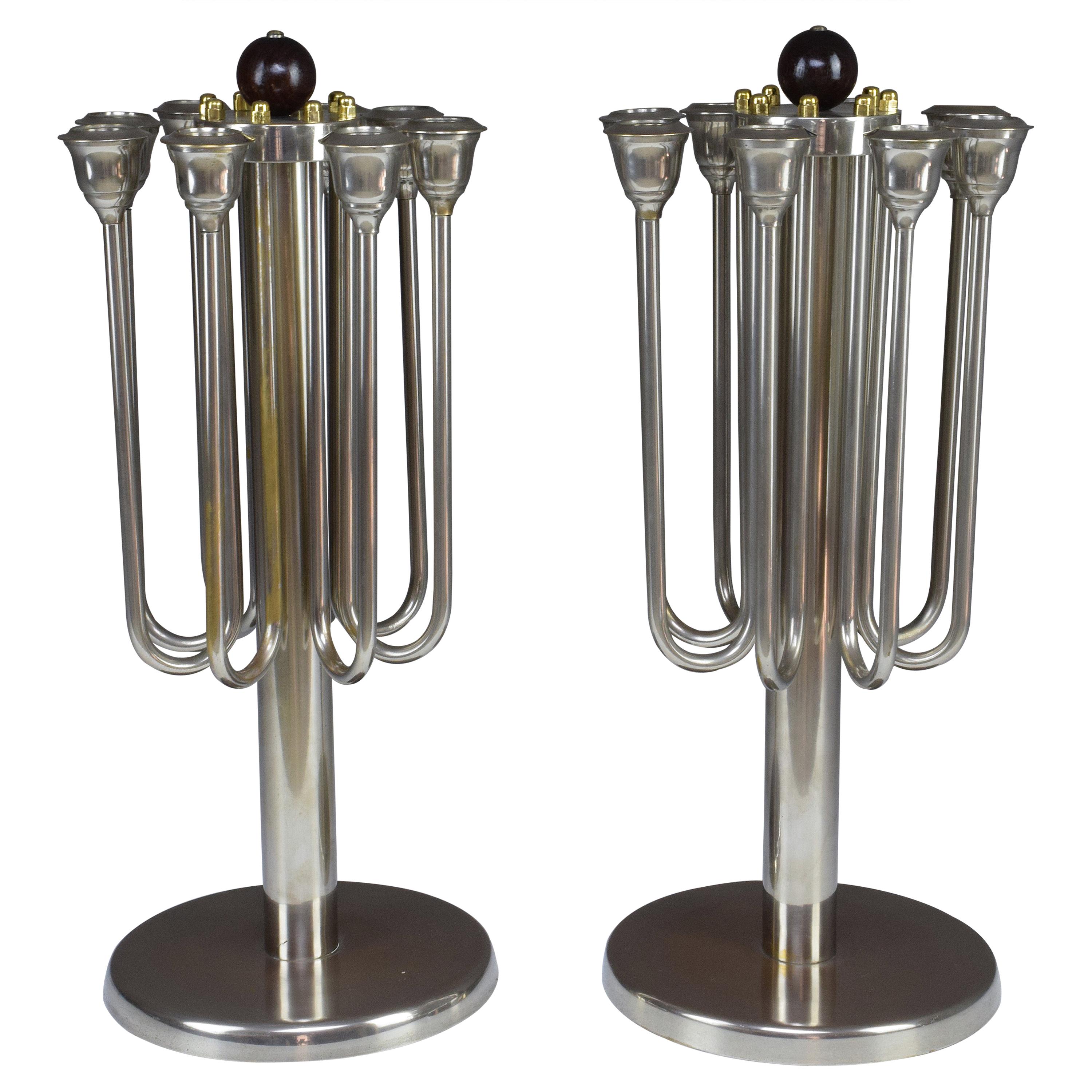 Pair of French Art Deco Candleholders, 1930s For Sale