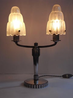 One Pair of Art Deco "Cascade" Table Lamps by Sabino, France 1920s.Signed