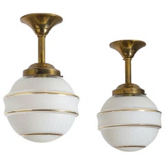 Pair of French Art Deco Ceiling Lights, 1940s