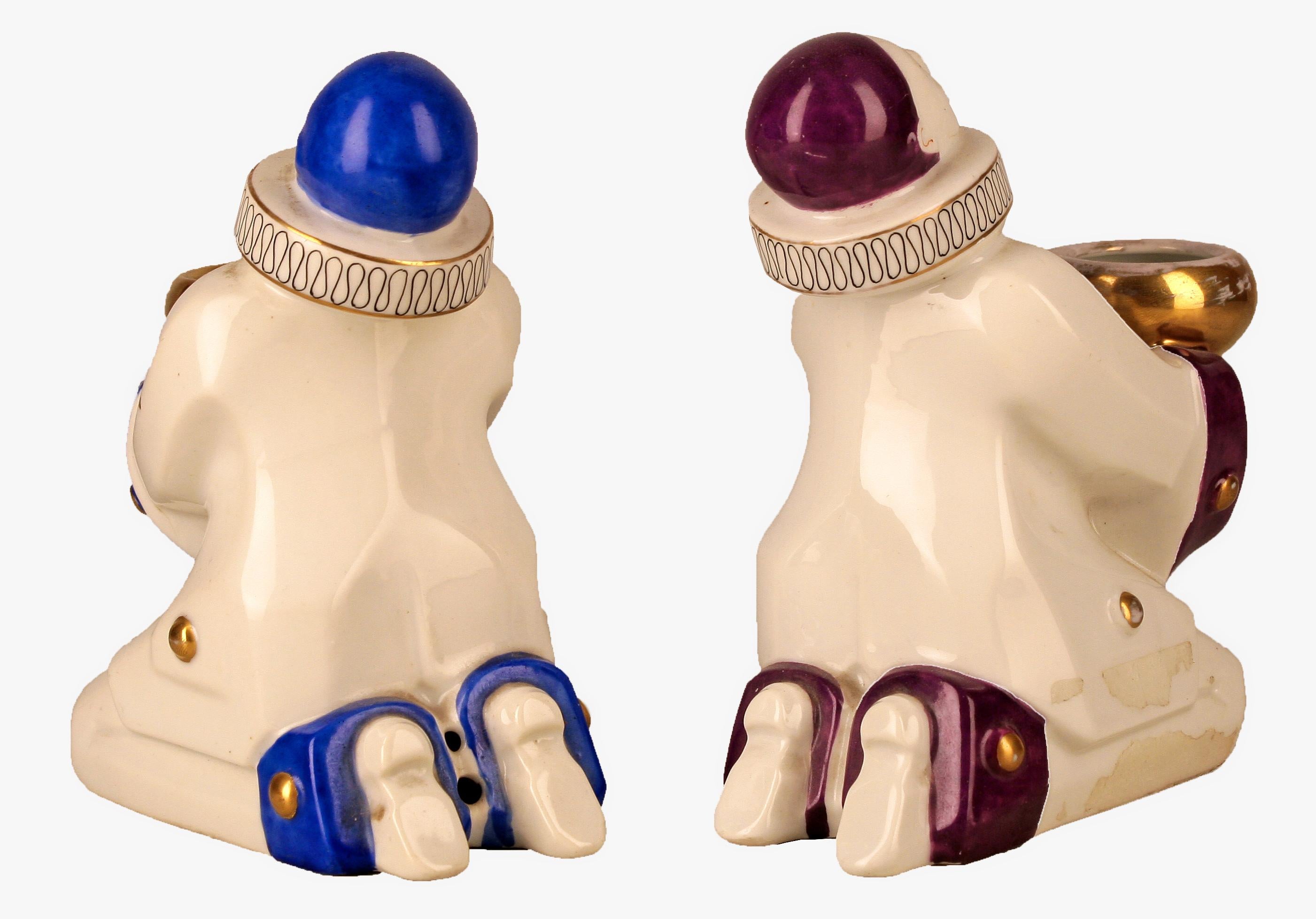Paar französische Art Déco-Keramikfiguren/Parfümlampen von Aladin für ROBJ (Französisch) im Angebot
