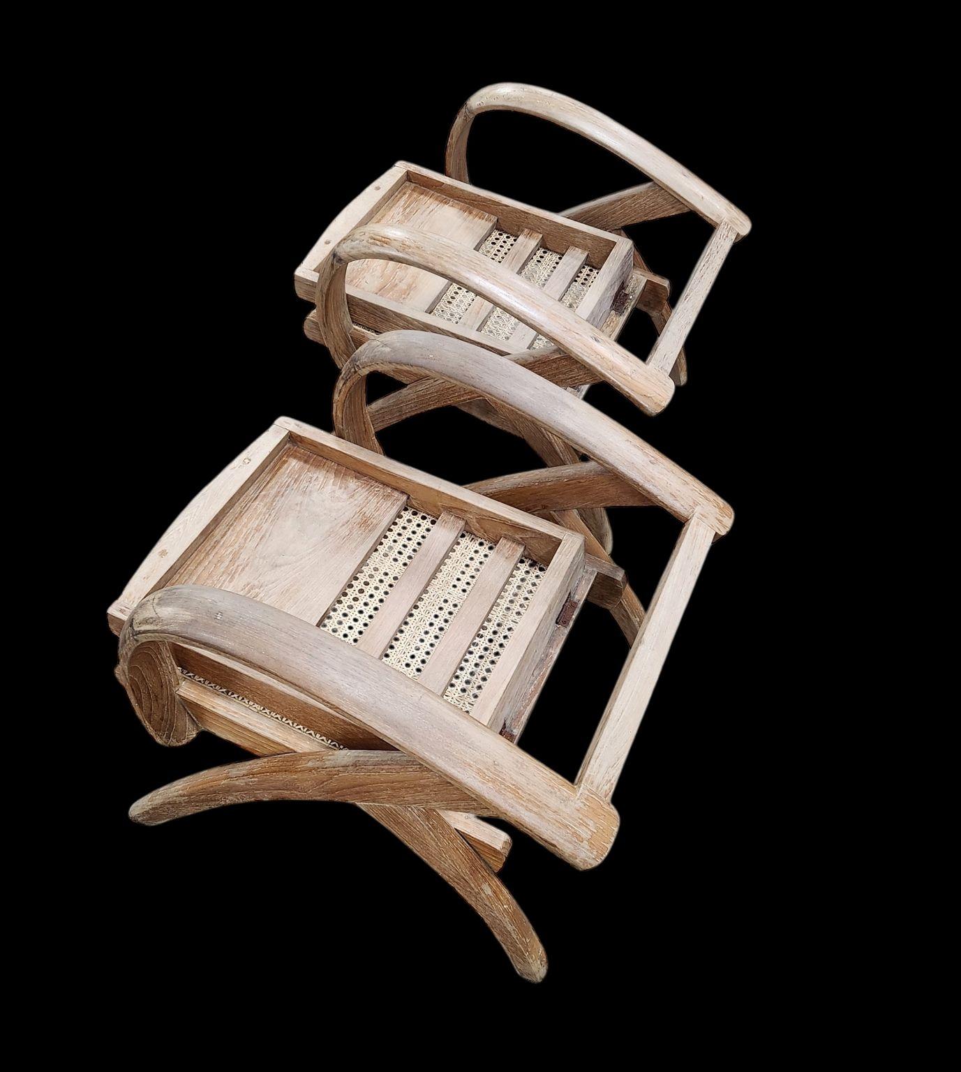 Pair Of French Art Deco Cerused Oak Chairs Attributed to Rene Gabriel C.1940 For Sale 8
