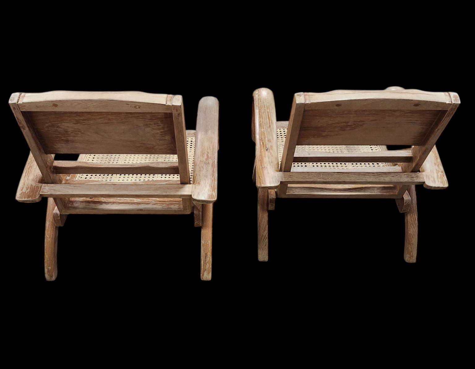 Pair Of French Art Deco Cerused Oak Chairs Attributed to Rene Gabriel C.1940 For Sale 9