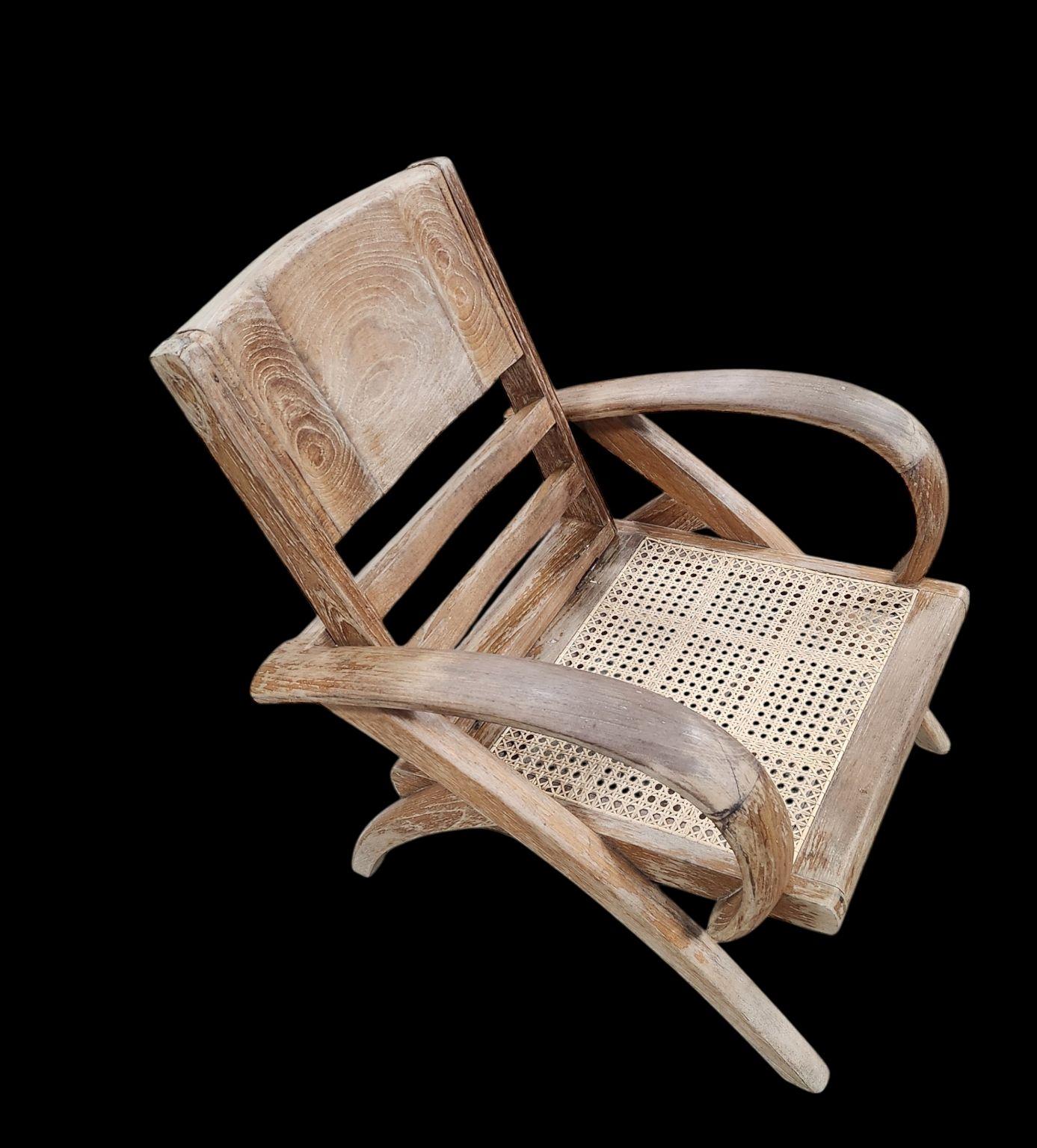 Pair Of French Art Deco Cerused Oak Chairs Attributed to Rene Gabriel C.1940 For Sale 13