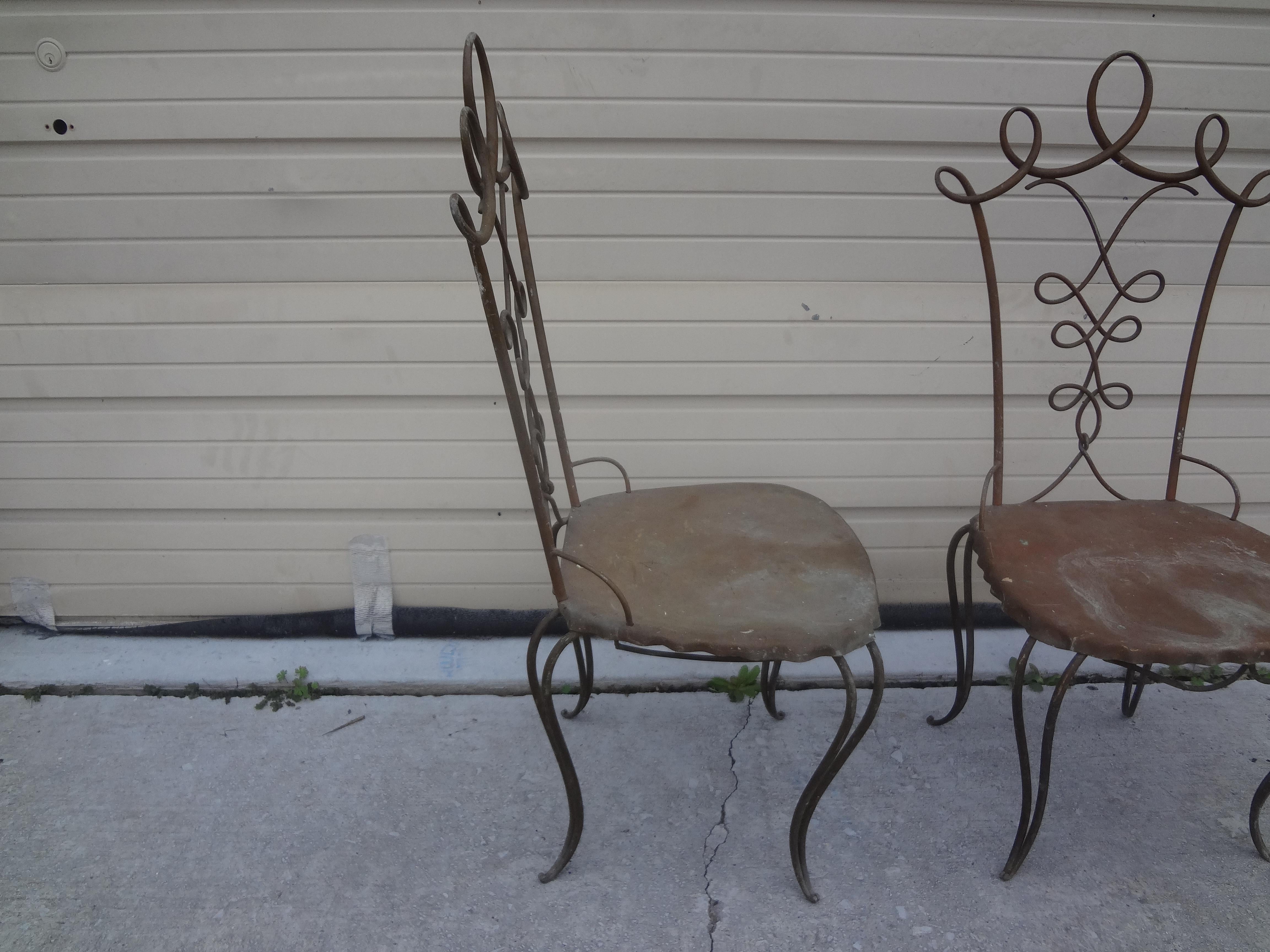 Iron Pair of French Art Deco Chairs Attributed to Raymond Subes For Sale