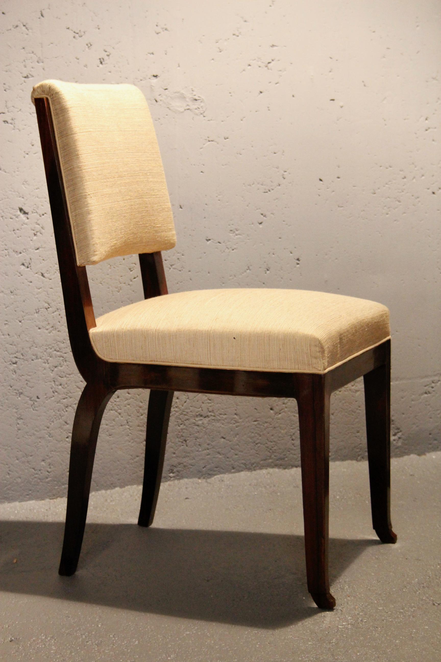Paar französische Art-Déco-Stühle (Stoff) im Angebot