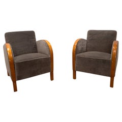 Pair of French Art Deco Chairs in Mohair