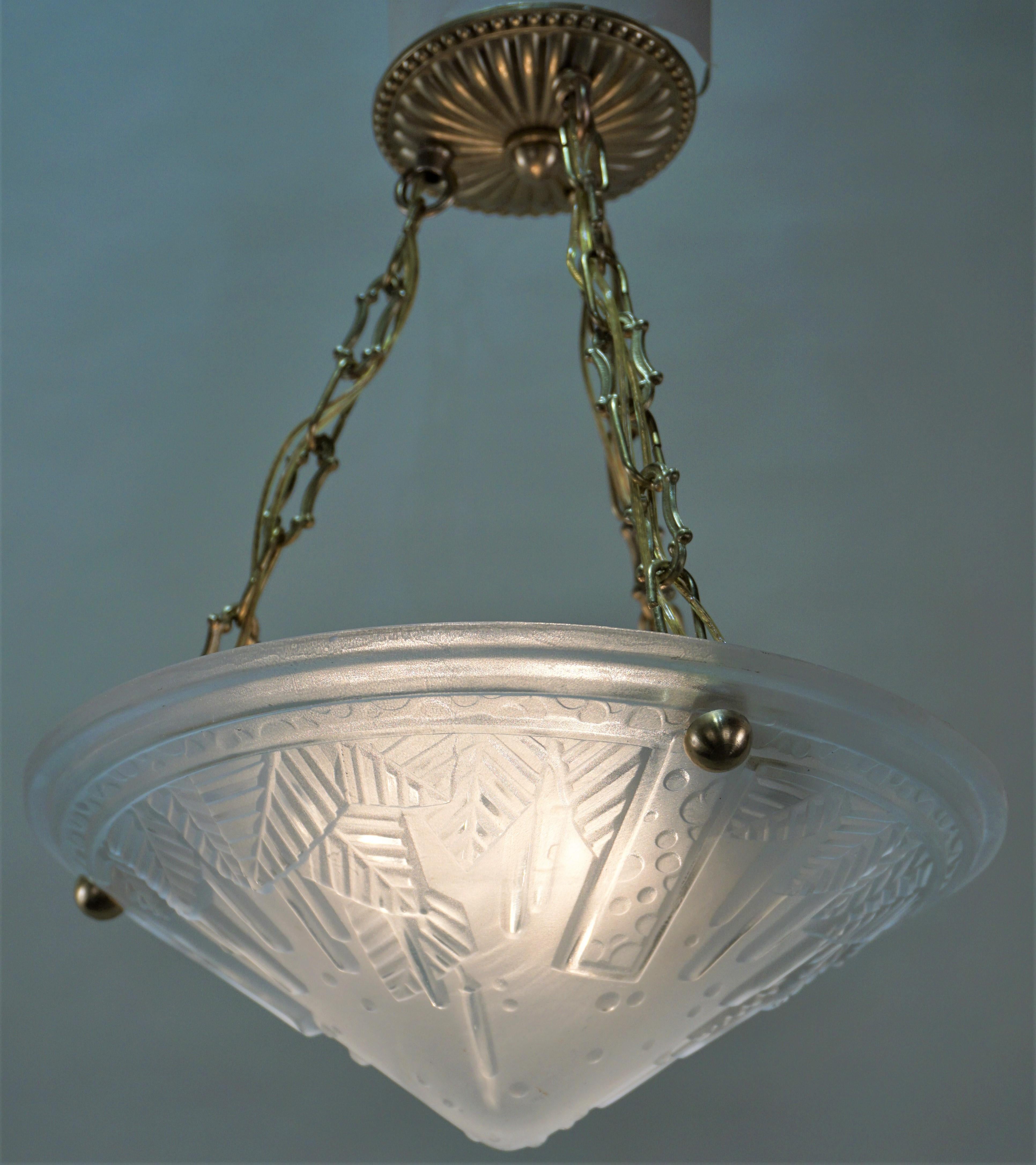 Pair of French Art Deco Chandelier by Muller Freres In Good Condition In Fairfax, VA