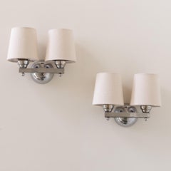 Paire d'appliques Art Déco françaises chromées