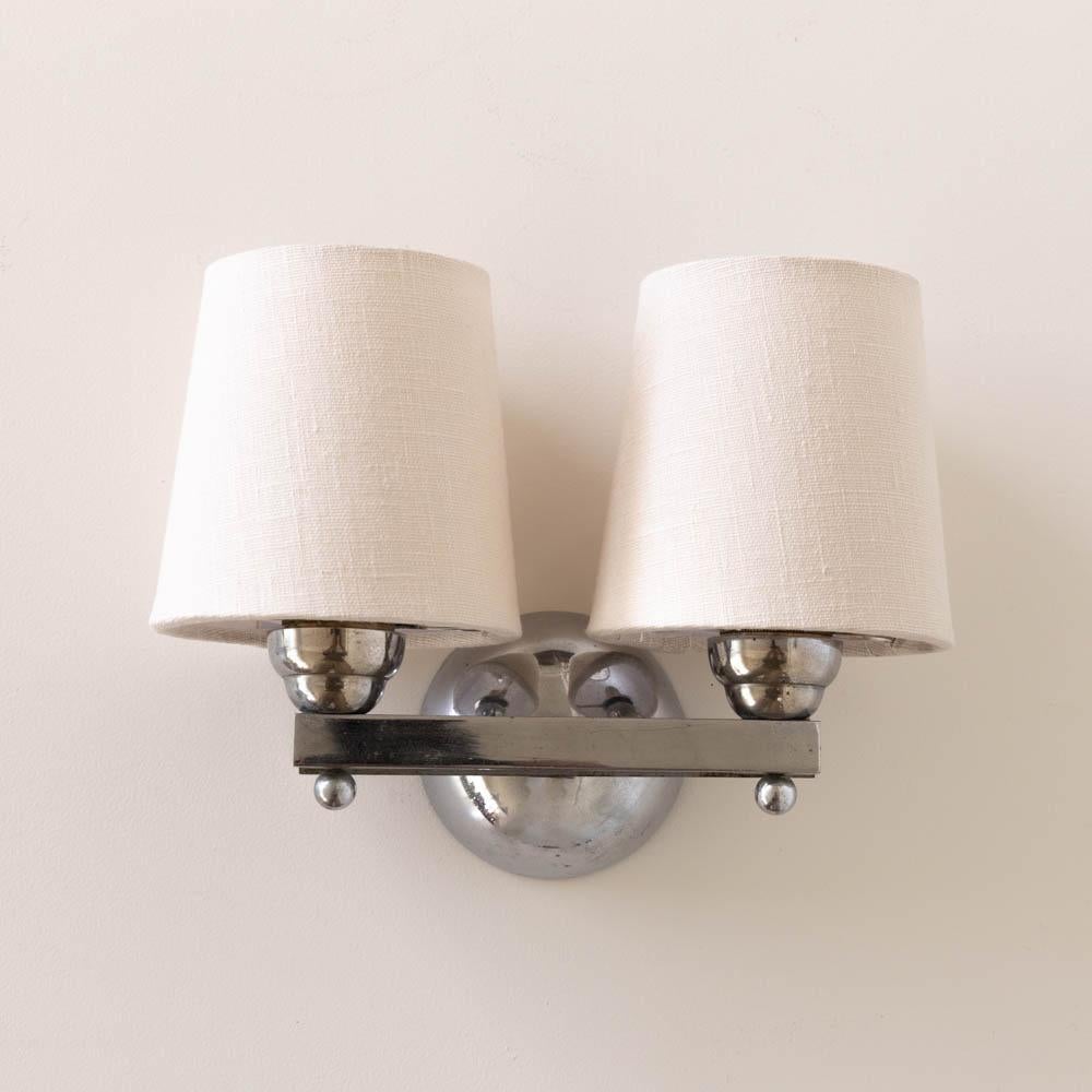 20th Century Pair of French Art Deco Chrome Sconces For Sale