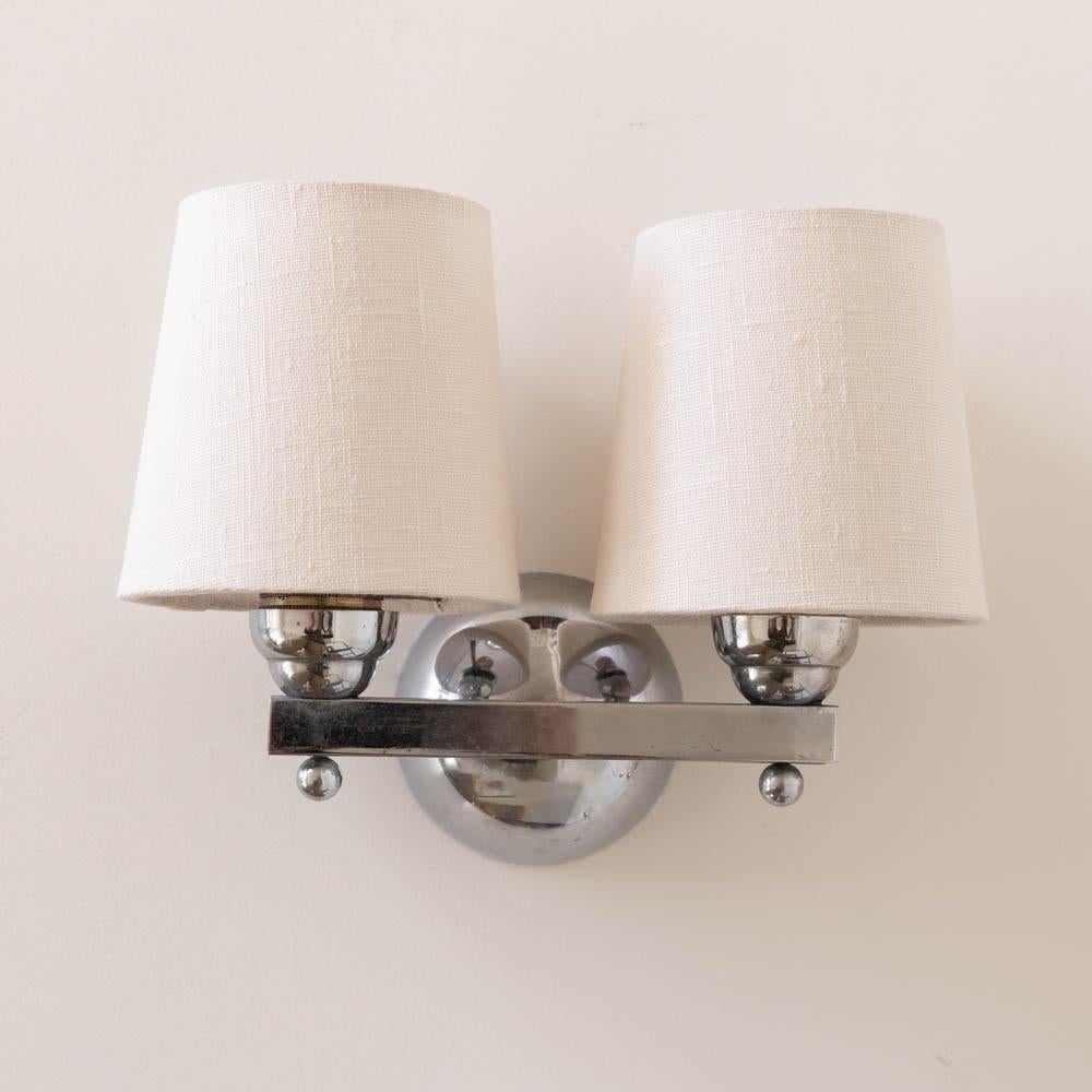 Pair of French Art Deco Chrome Sconces For Sale 2