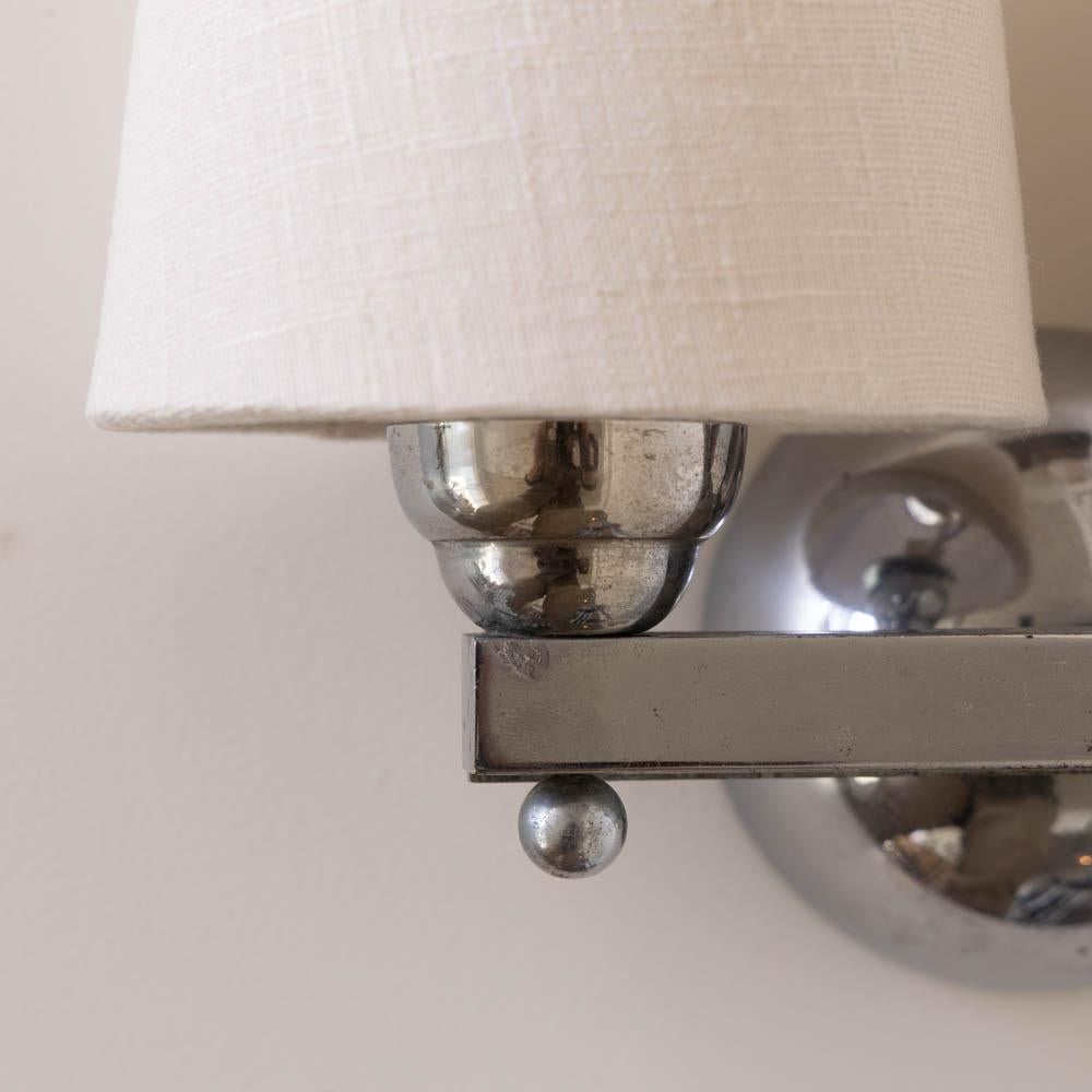 Pair of French Art Deco Chrome Sconces For Sale 3