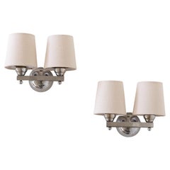 Pair of French Art Deco Chrome Sconces