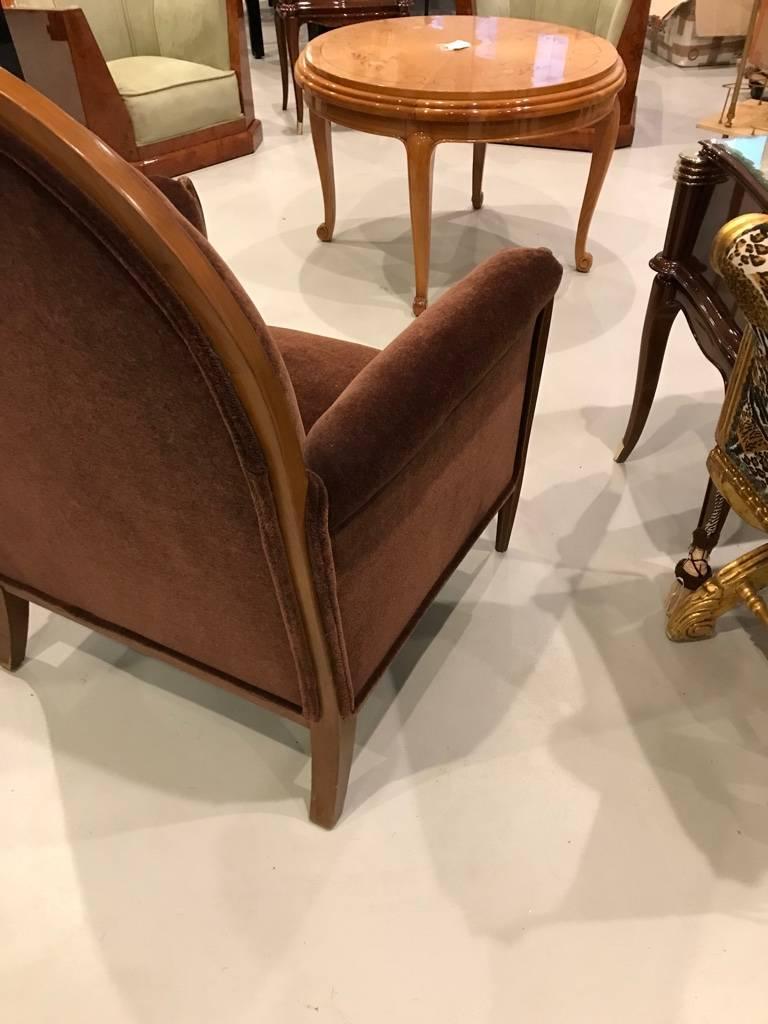 Pair of French Art Deco Club Chairs Carved Front Legs For