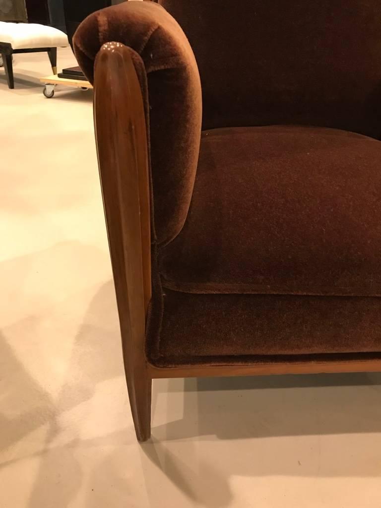 Pair of French Art Deco Club Chairs Carved Front Legs For