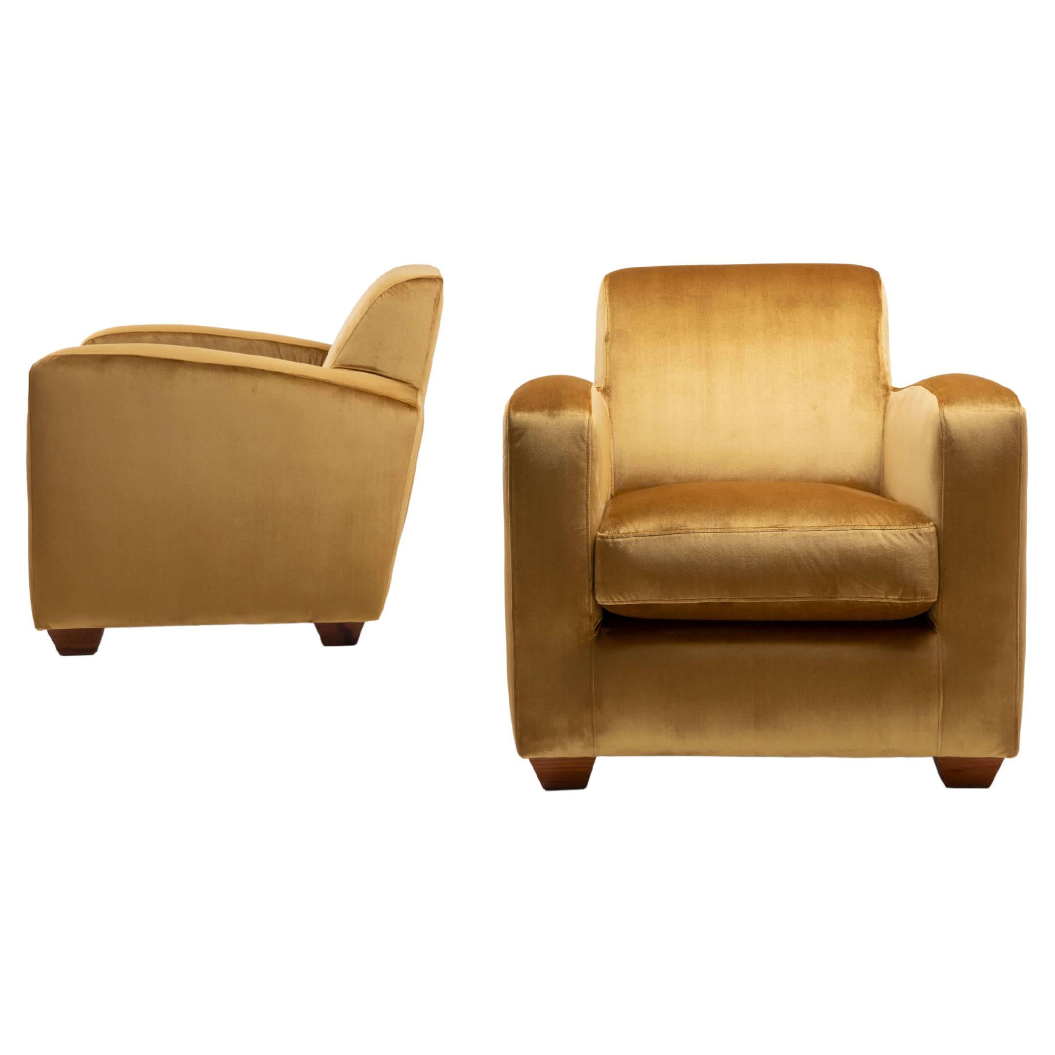 Pair of French Art Deco Club Chairs, circa 1930 For Sale