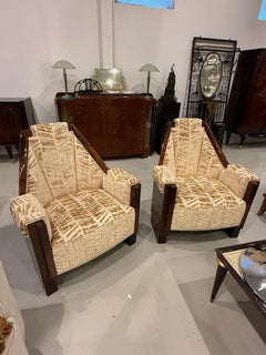 Pair of French Art Deco Club Chairs