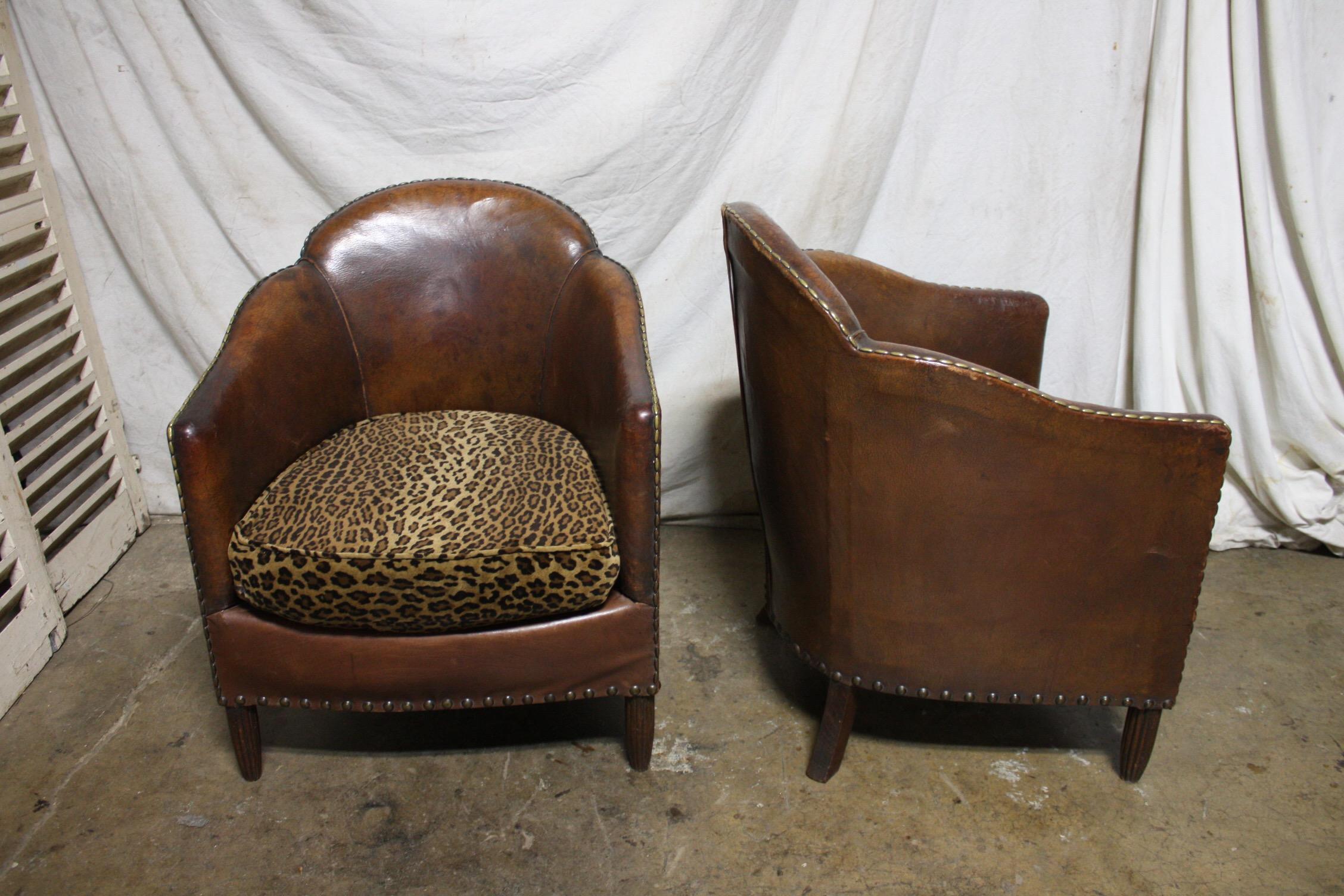 Pair of French Art Deco Club Chairs 1