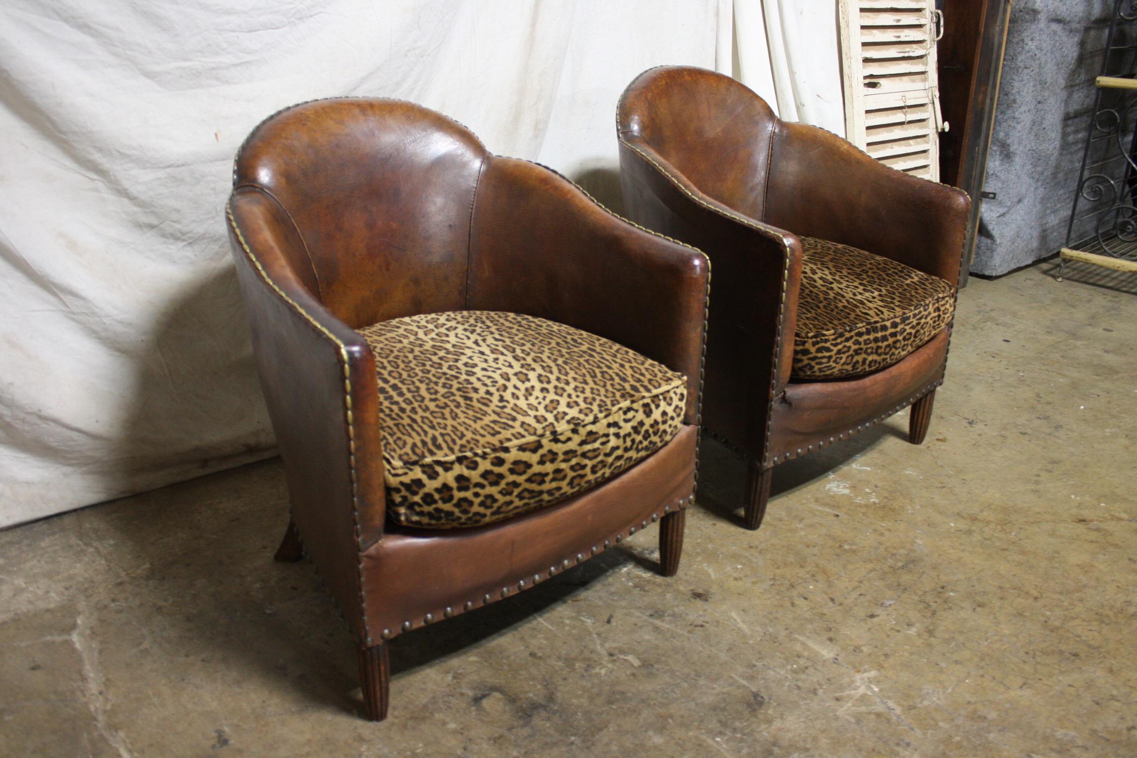 Pair of French Art Deco Club Chairs 3