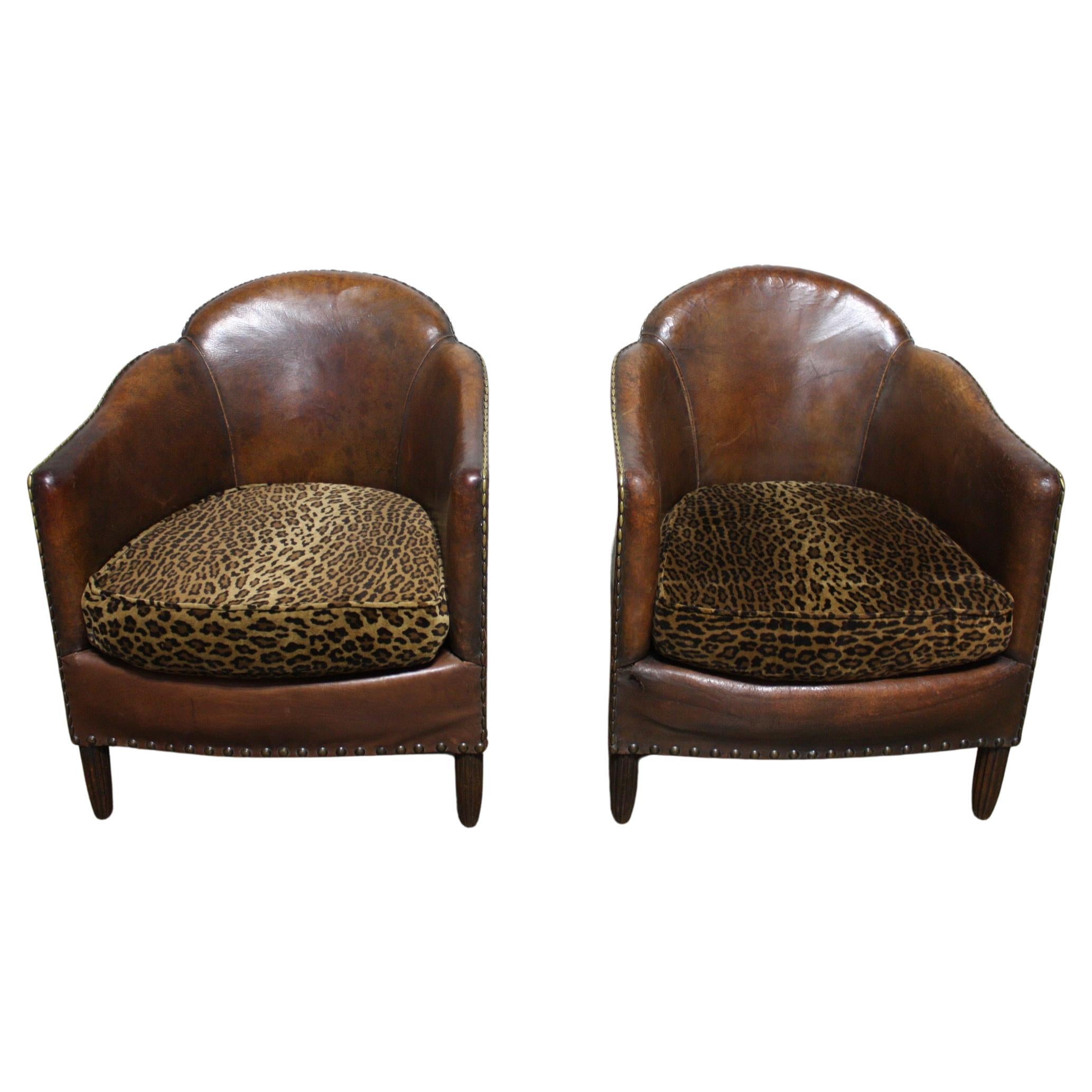 Pair of French Art Deco Club Chairs