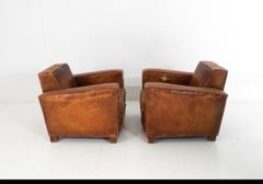 Pair of French Art Deco Club Chairs Leather Club Chairs
