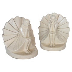 Pair of French Art Deco craquelé bookends