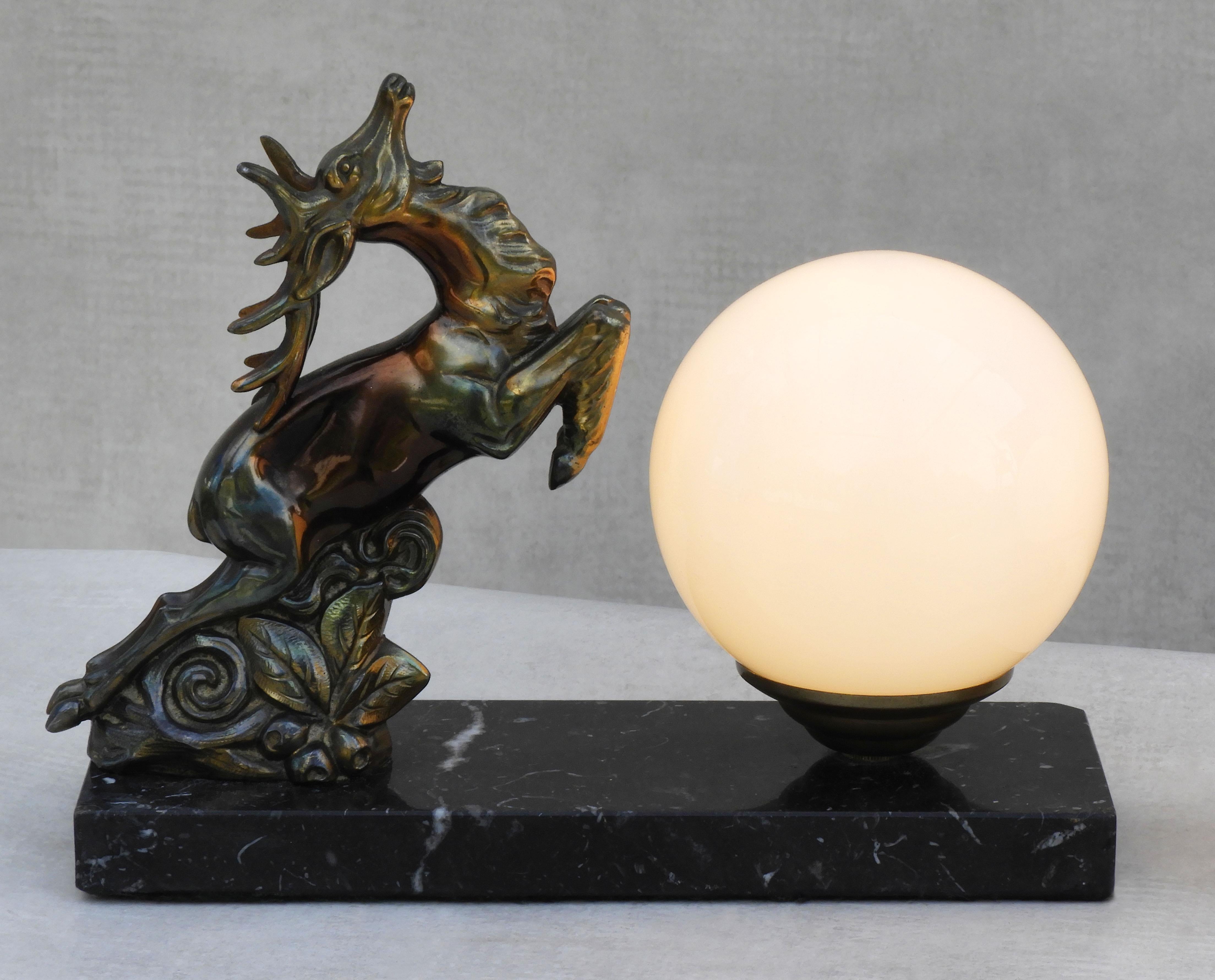 20th Century Pair of French Art Deco Deer Table Lamps or Night Light Sculptures C1930 For Sale