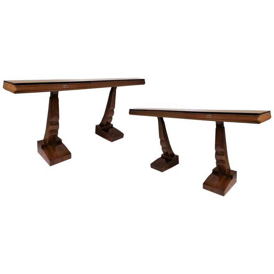 Pair of French Art Deco Double Legged Palisander Consoles For Sale at ...