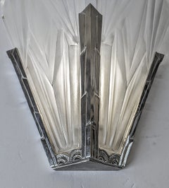 Pair of French Art Deco double shades Wall Sconces Signed by Degue