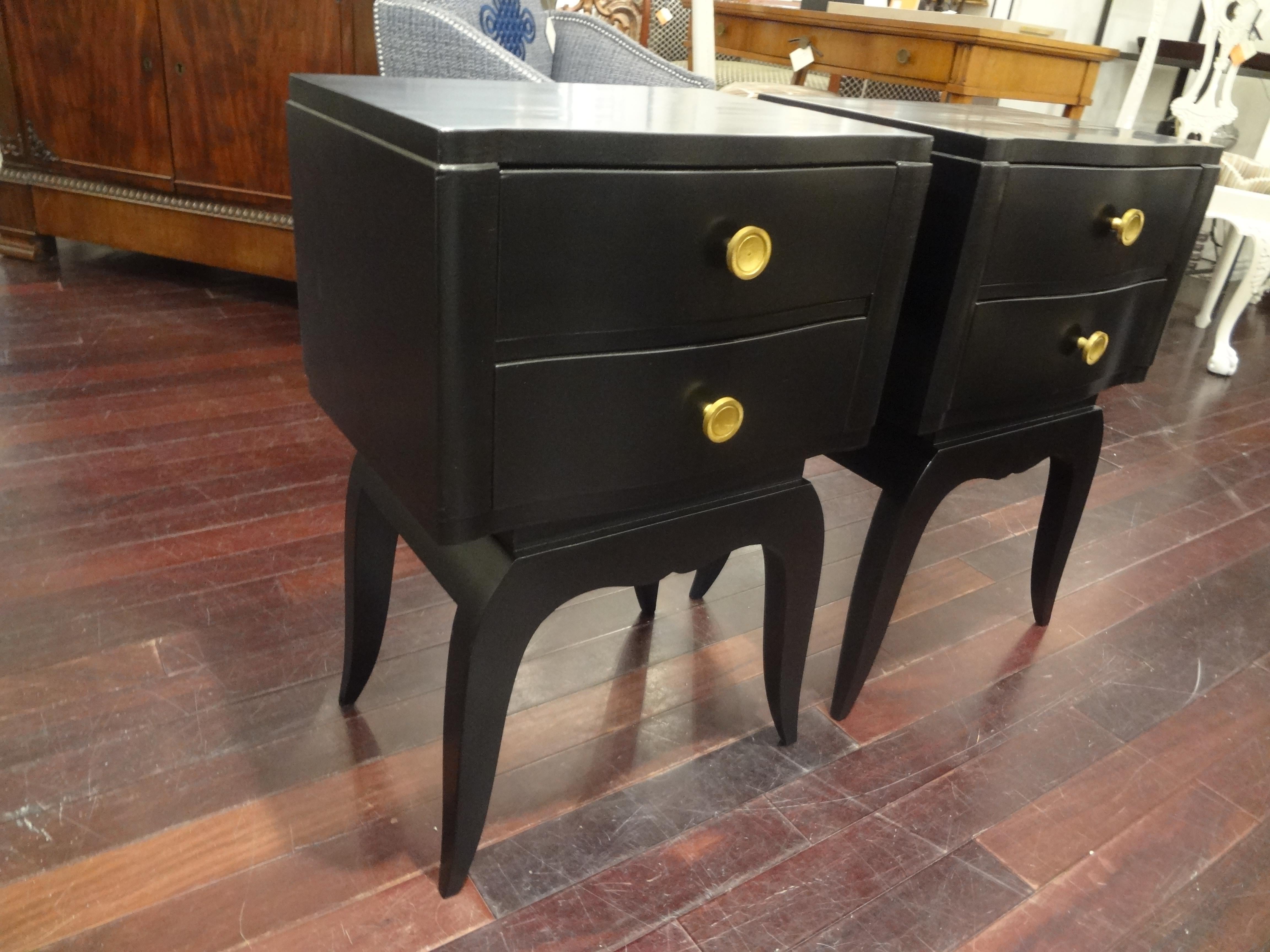 Pair of French Art Deco Ebonized Chests in the Manner of Jules Leleu In Good Condition In Houston, TX
