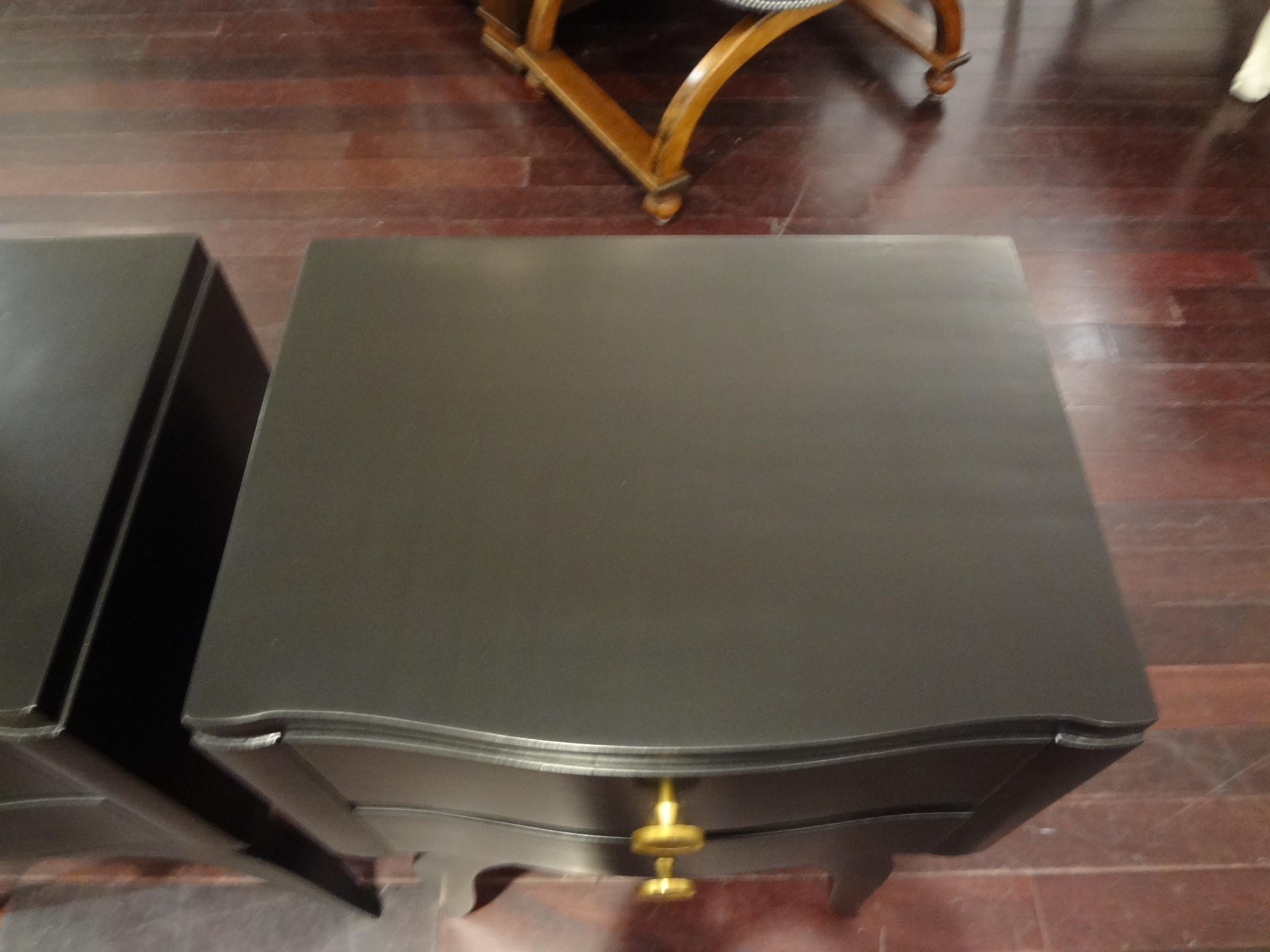 Pair of French Art Deco Ebonized Chests in the Manner of Jules Leleu 2