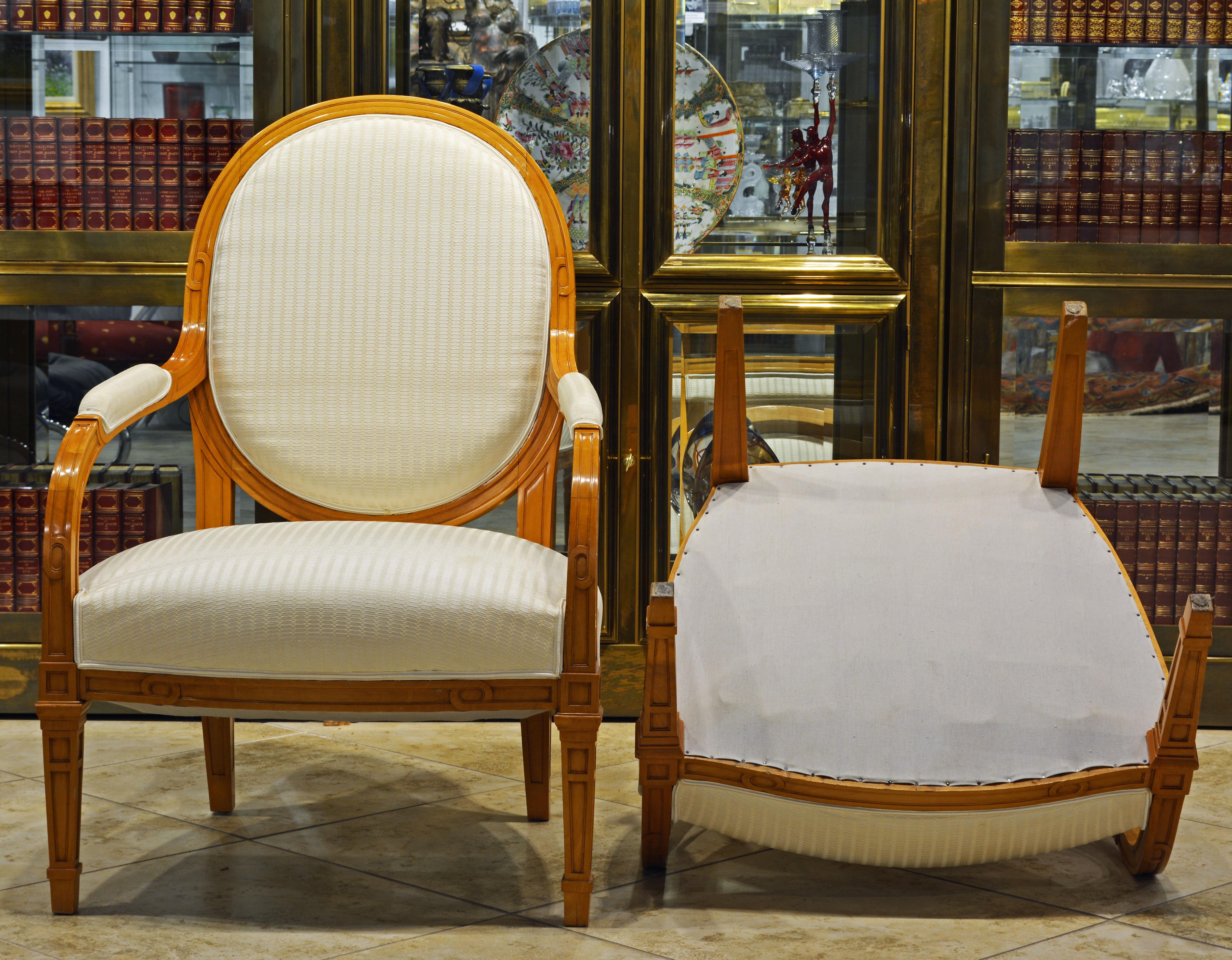 Pair of French Art Deco Era Oval Back Armchairs in the Manner of Andre Arbus 7
