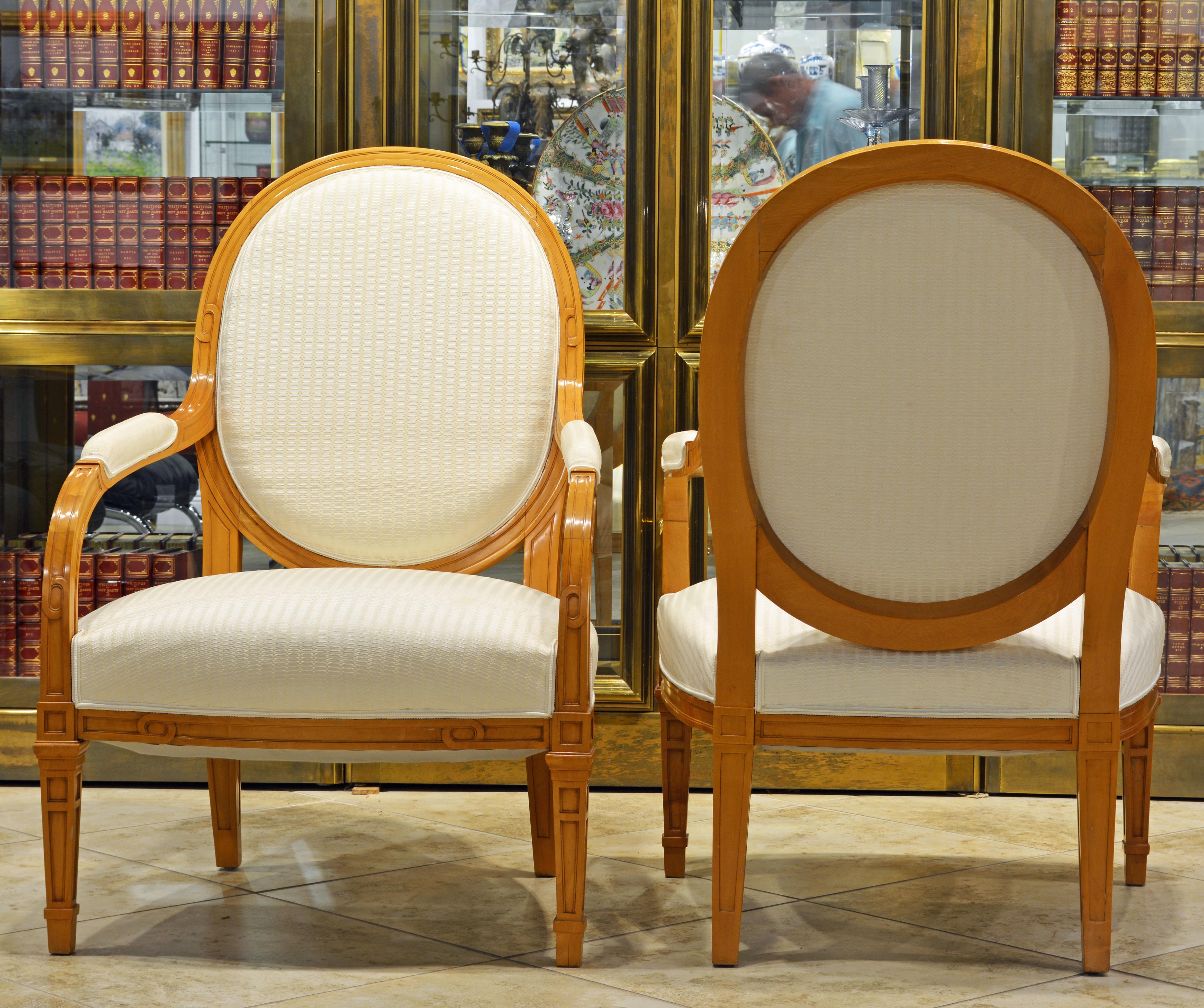 20th Century Pair of French Art Deco Era Oval Back Armchairs in the Manner of Andre Arbus