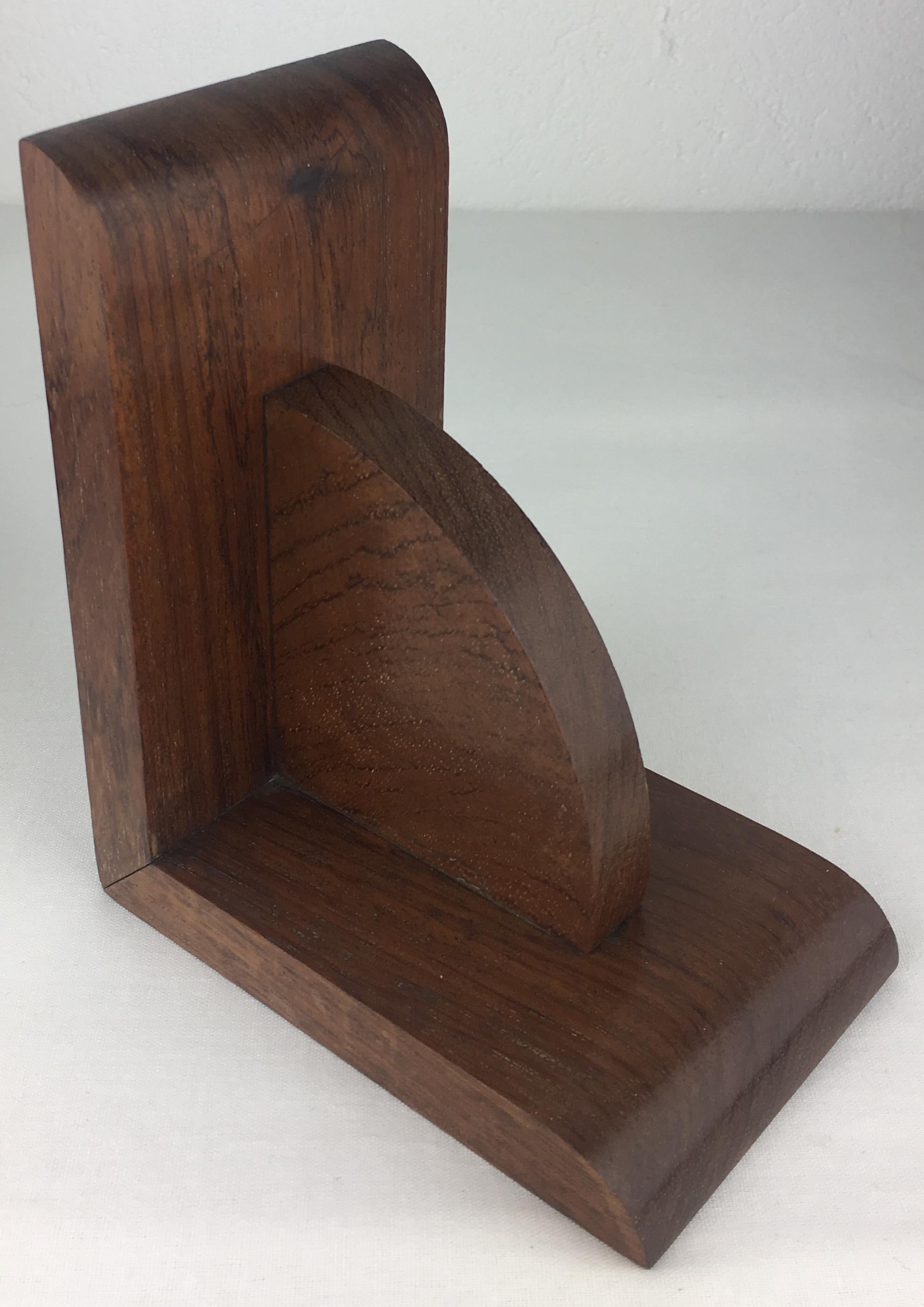 Pair of French Art Deco Era, Wooden Bookends In Good Condition In Miami, FL
