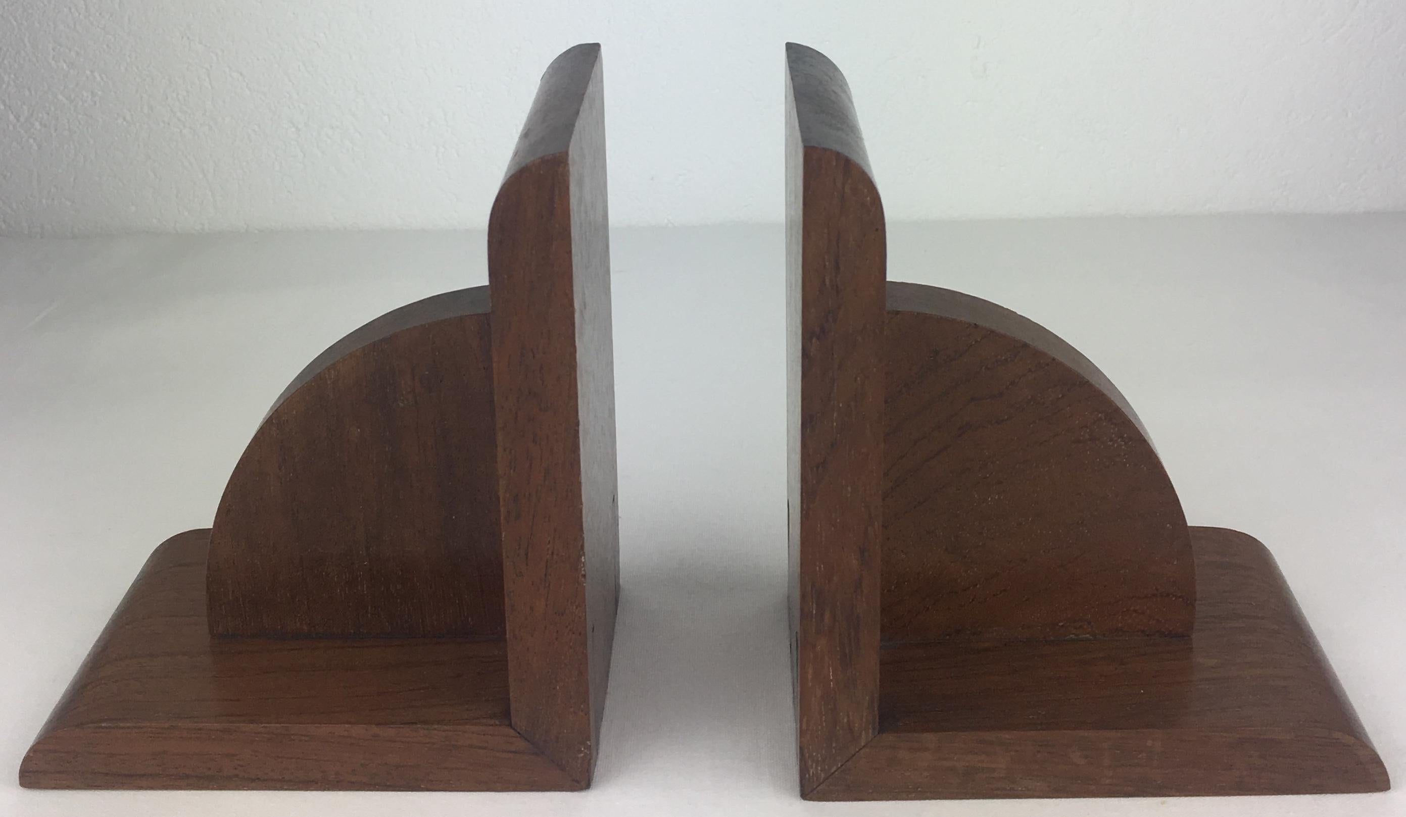 Walnut Pair of French Art Deco Era, Wooden Bookends