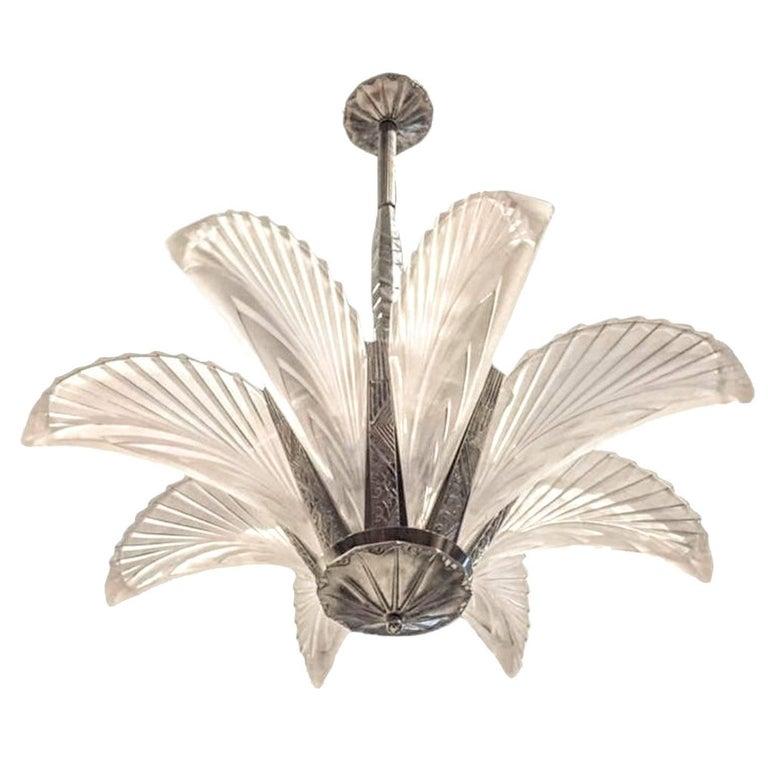 Pair of French Art Deco Feather Wall Sconces For Sale 2