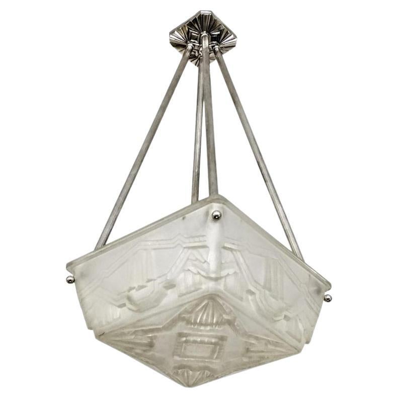 French Art Deco Pendant Chandelier or Flush Mout by Sabino (pair available) For Sale