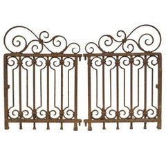 Pair of French Art Deco Forged Wrought Iron Garden Gates