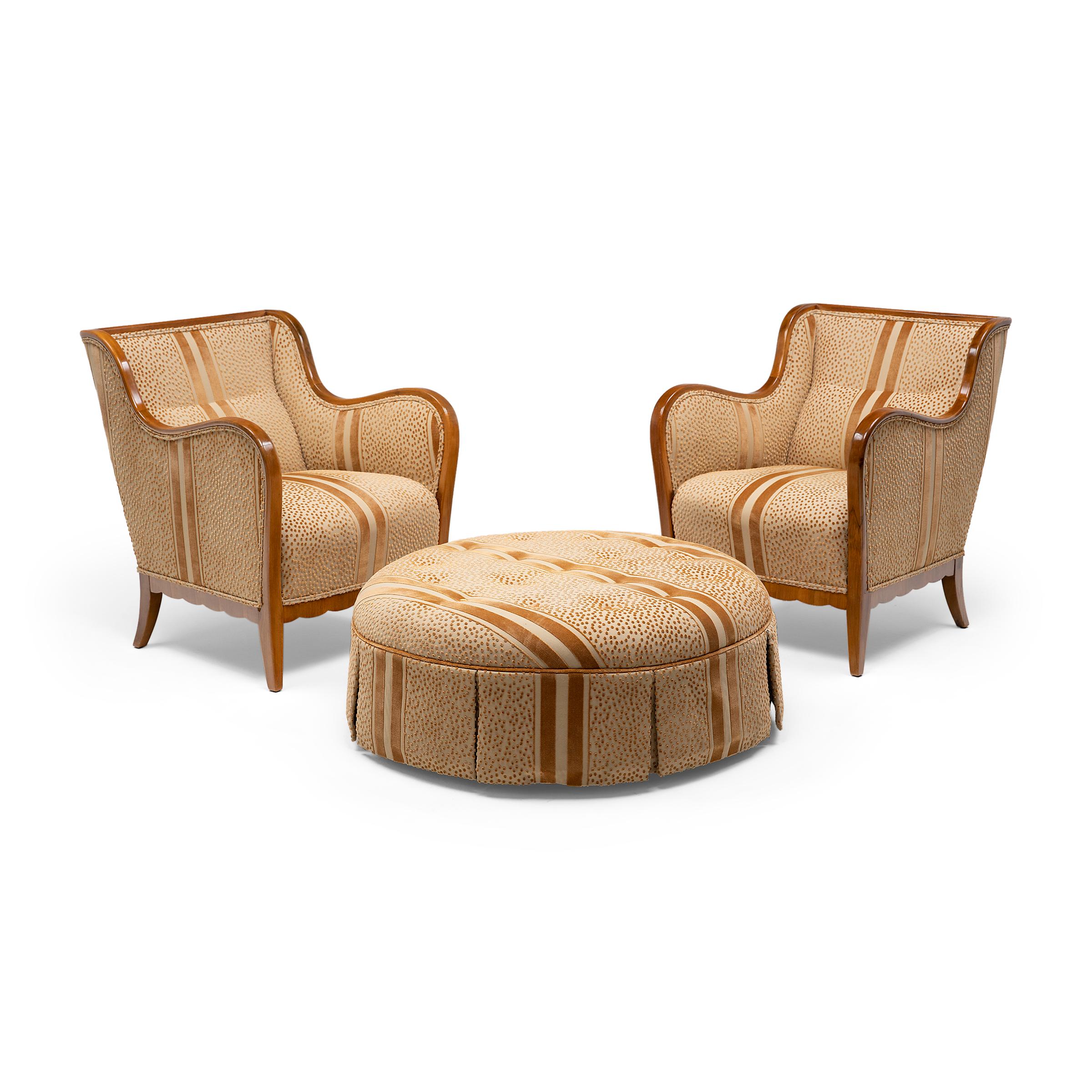Pair of French Art Deco Fruitwood Armchairs 3