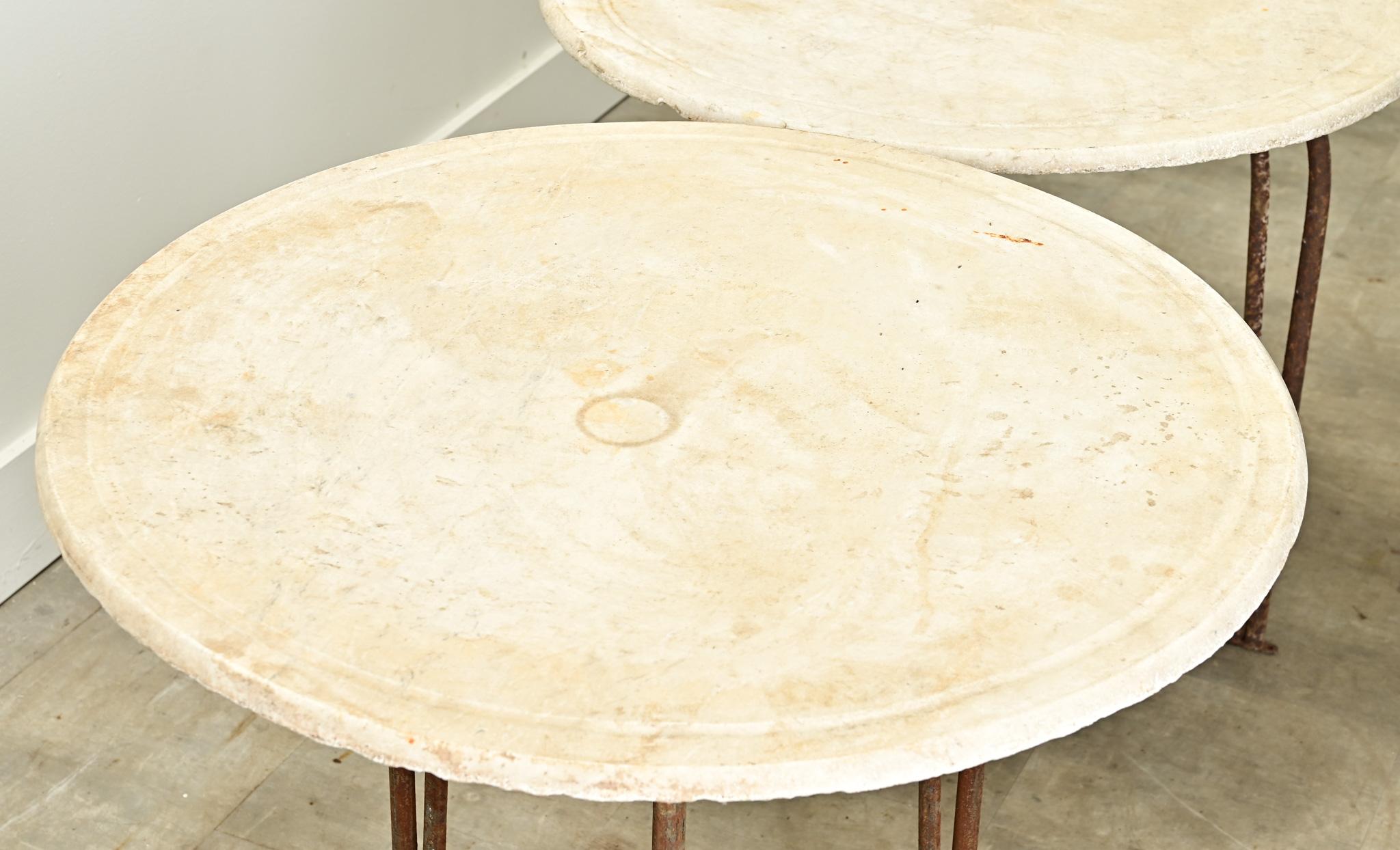 Hand-Crafted Pair of French Art Deco Garden Tables For Sale