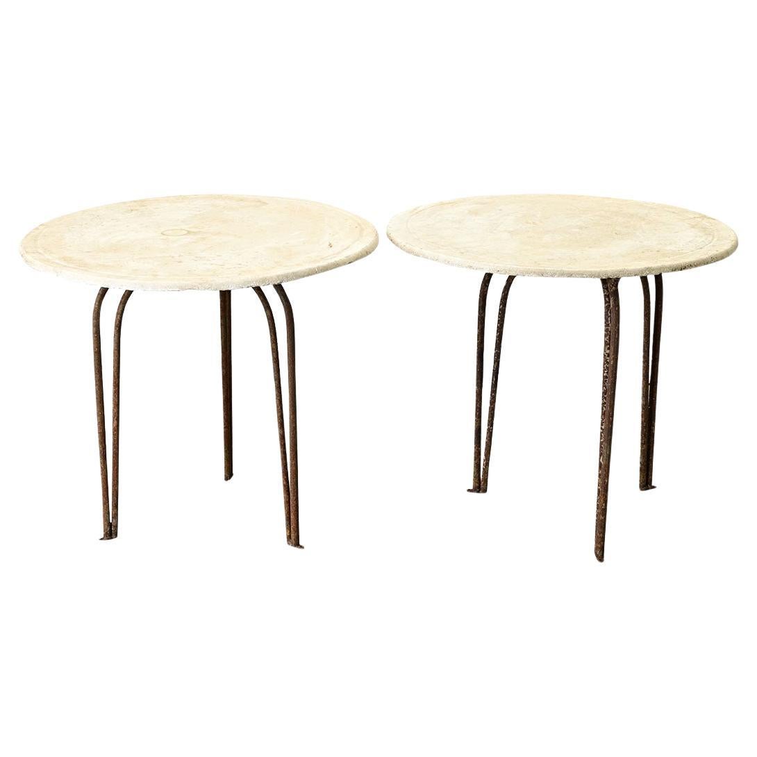 Pair of French Art Deco Garden Tables For Sale