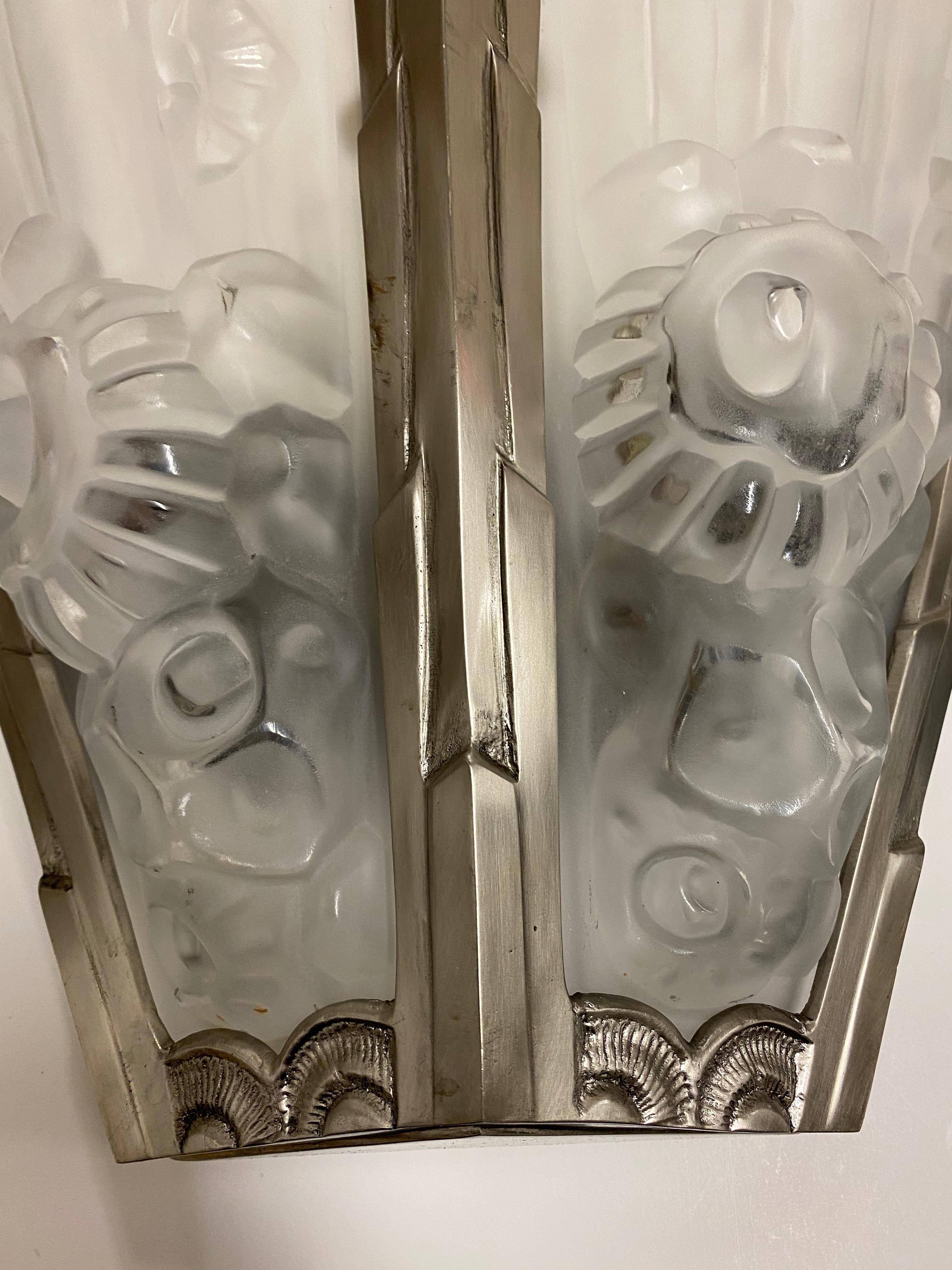 Coppia di lampade da parete francesi Art Déco Gênet et Michon in vendita 5