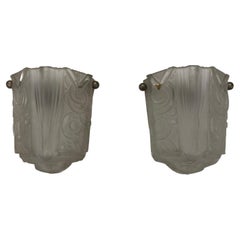 Pair of French Art Deco Geometric Frameless Sconces