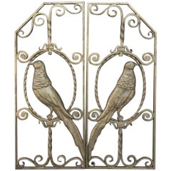 Pair of French Art Deco Gilded Wrought Iron Gates