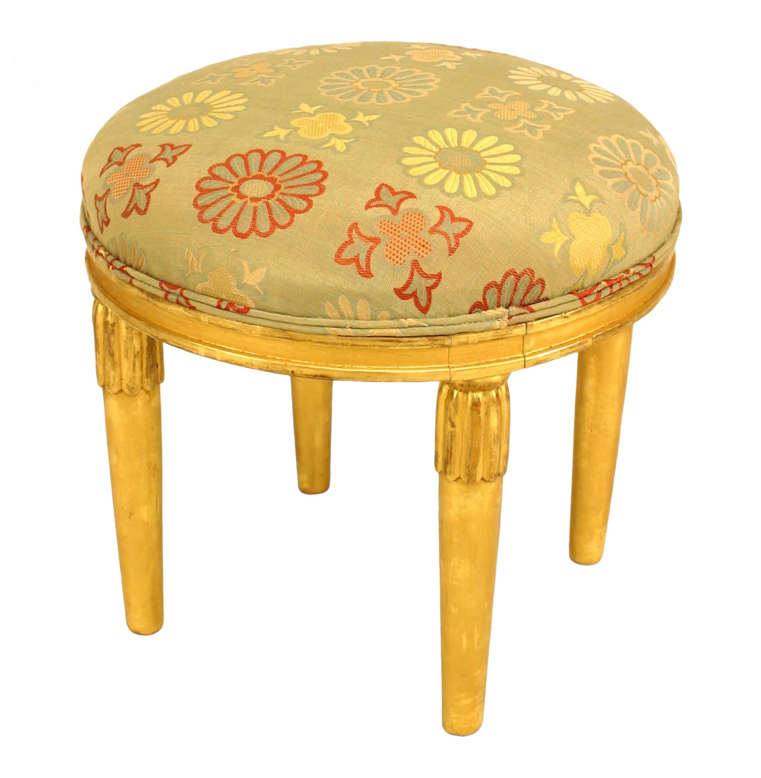 20th Century Pair of French Art Deco Gilt Round Low Stools For Sale