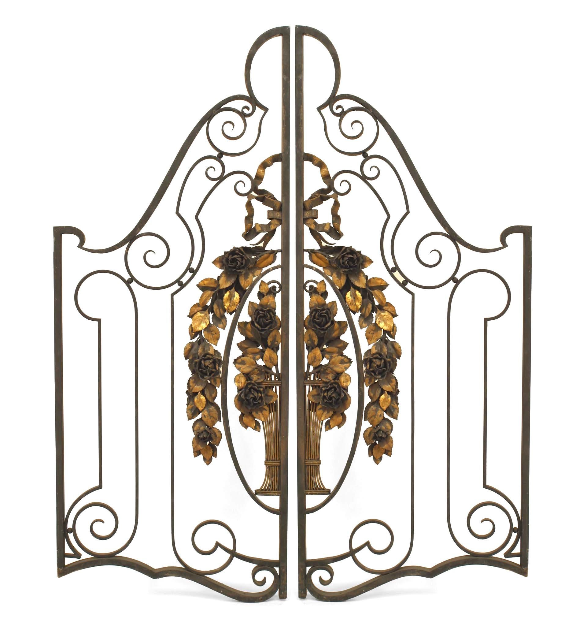 Pair of French Art Deco Gilt Trimmed Gates