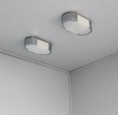 Paire de plafonniers ou de Wall Lights en verre et chrome de Jean Perzel, Art déco français