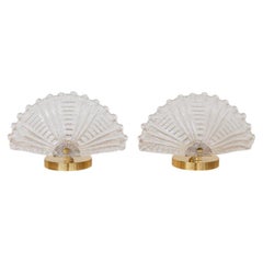 Pair of French Art Deco Glass Demi Lune Table Lamps